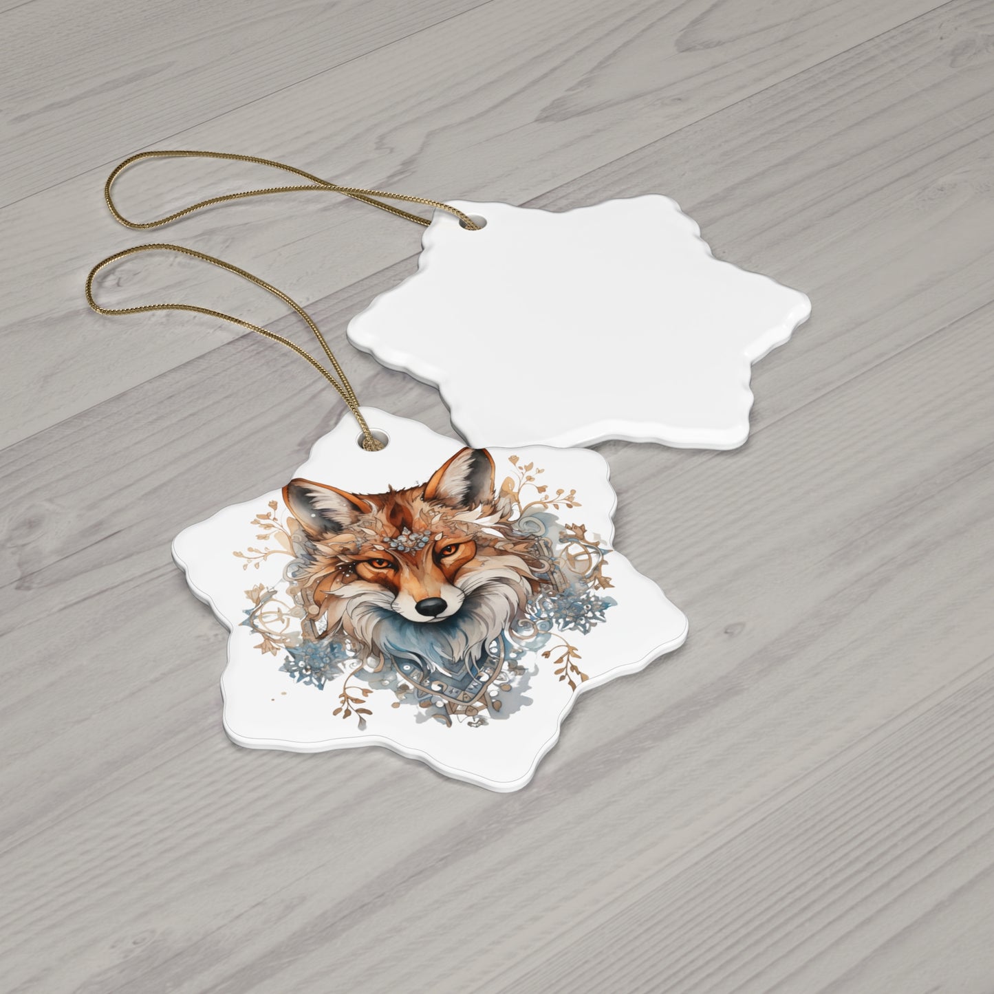 Red Fox, Holiday Fox- Christmas Fox Ceramic Christmas Ornament - Magical Fox, Spirit Medicine Ornament Gift - 4 Shapes