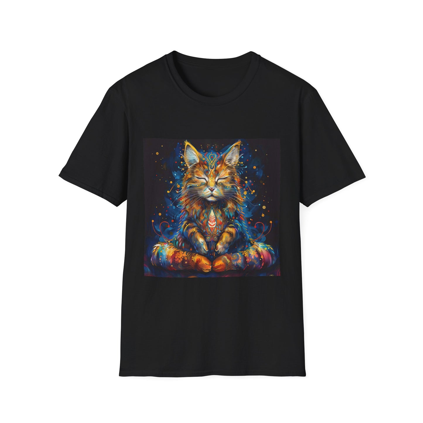 Zen Cat, Chill - Meditating Cat Shirt, Cat Lover's Graphic Tee Graphic Unisex T- Shirt, T-Shirt Cat Lovers Gift Softstyle T-Shirt Tee Teeshirt Stylized Cat
