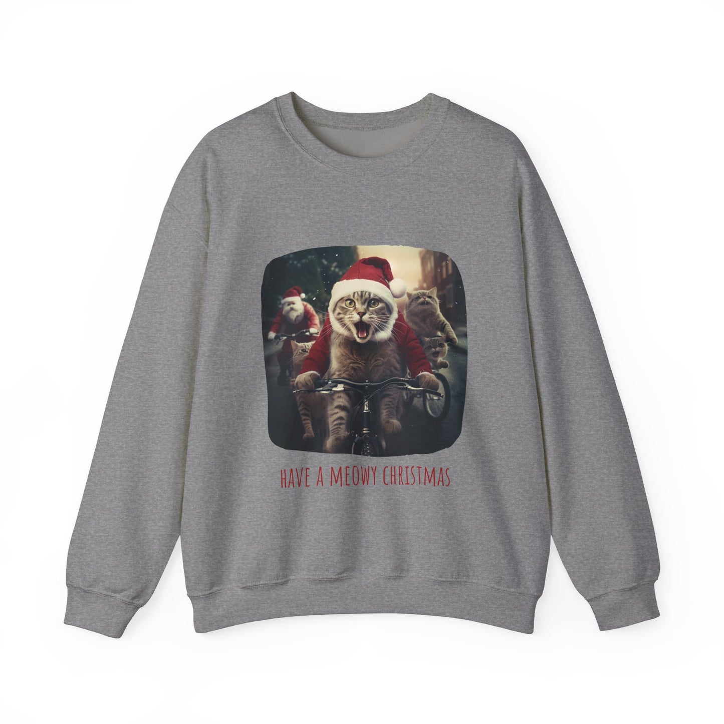 Meowy Christmas Cat, Cat Lovers Gift, Kitty Cat Christmas Shirt Unisex Sweatshirt Sweat Shirt, Many Colors