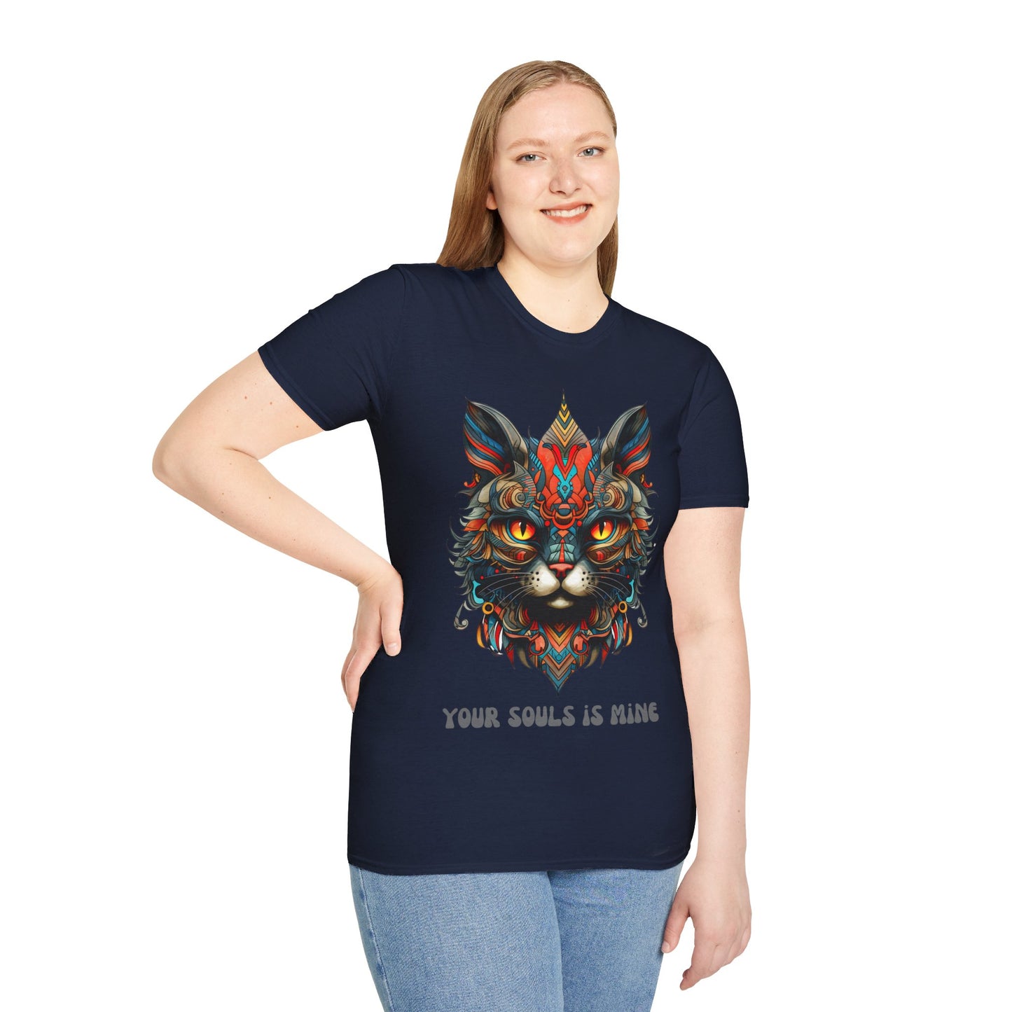 Your Soul is Mine Cat Lover's Unisex Tee Shirt, T-Shirt Cat Lovers Gift Softstyle T-Shirt Tee Teeshirt Stylized Exotic Cat