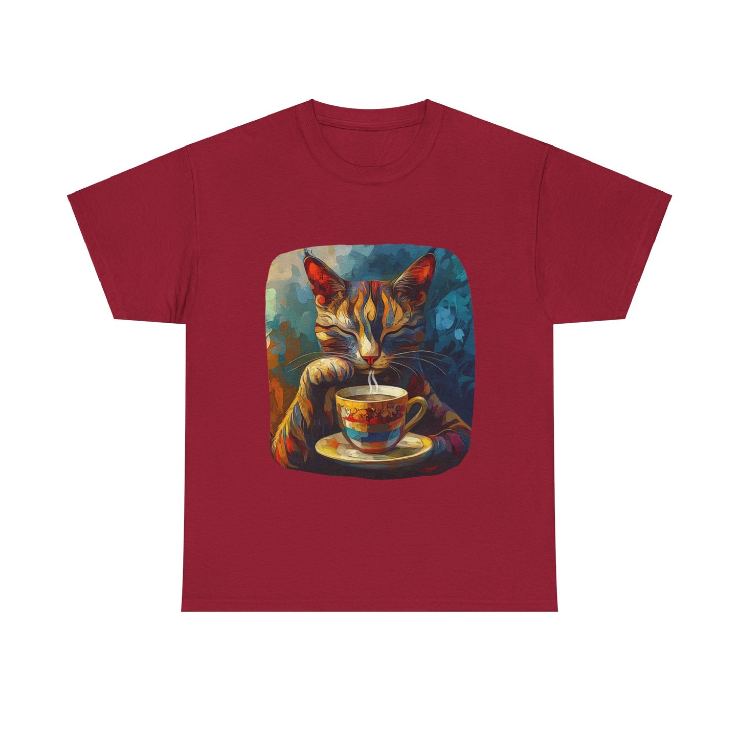 Coffee Cat - Cats and Coffee , Tea Shirt - T-shirt Coffee Lover - Cat Lover Unisex Heavy Cotton Tee T-Shirt