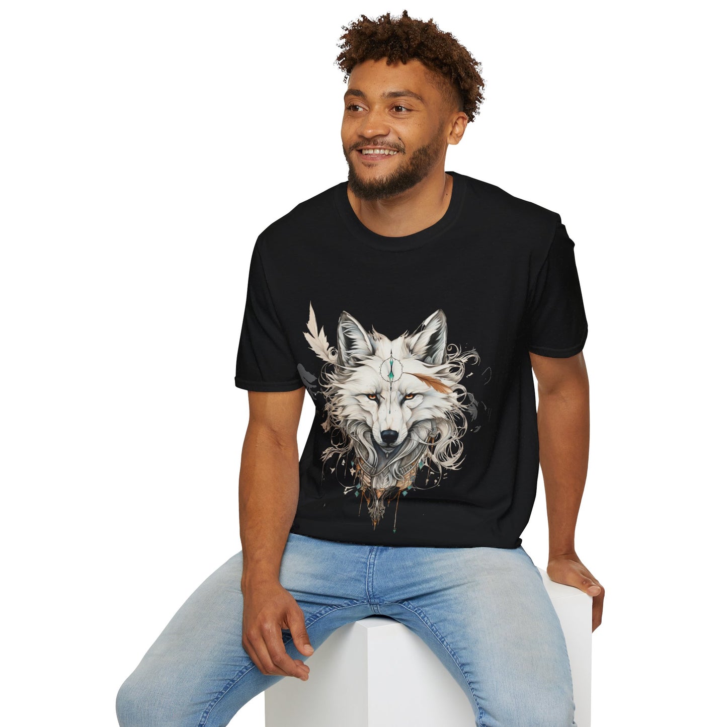 White Snow Fox Shirt, Fox Lover's Gift, Unisex Tee Shirt, T-Shirt Fox Totem Spirit Medicine Softstyle T-Shirt Tee Teeshirt White Fox