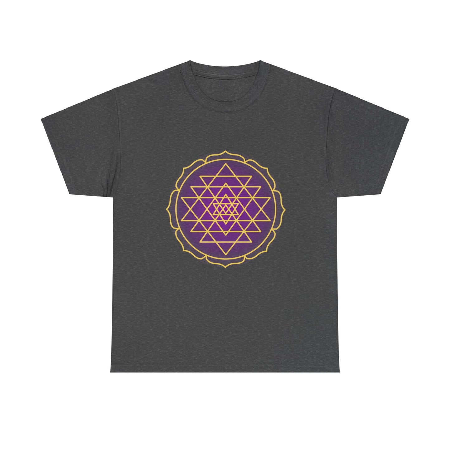 Sri Yantra, Purple Glow, Shree Yantra, Shri Chakra Nava Chakra Shirt - Graphic Tee - Yoga, Zen, Hindu Gifts Unisex Heavy Cotton Graphic Tee T-Shirt