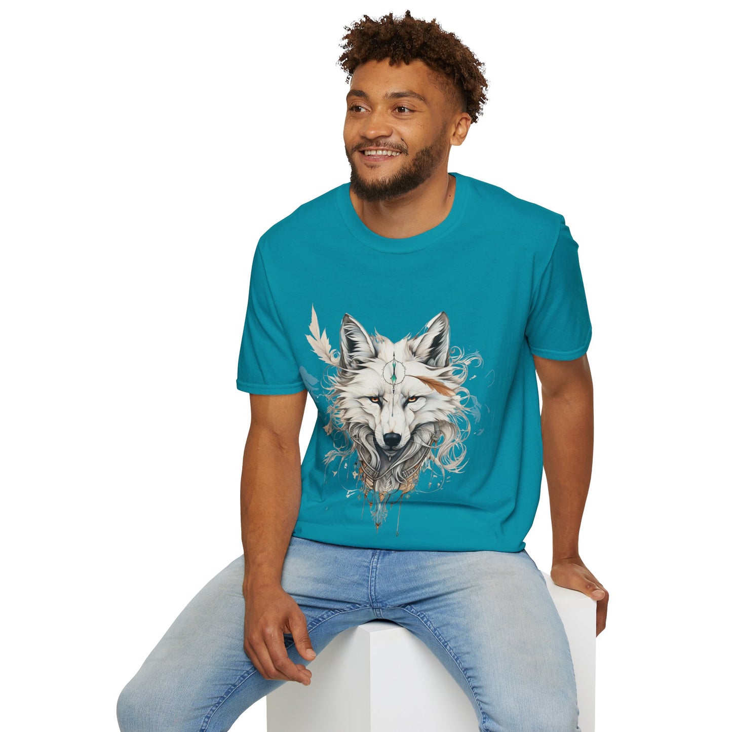 White Snow Fox Shirt, Fox Lover's Gift, Unisex Tee Shirt, T-Shirt Fox Totem Spirit Medicine Softstyle T-Shirt Tee Teeshirt White Fox