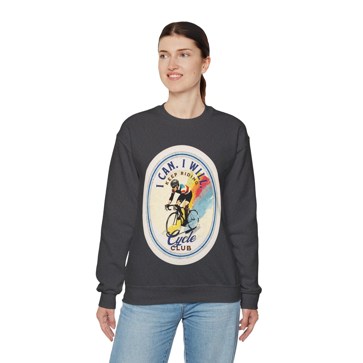 Cycle Club. I Can I Will Bicycle Gift Cycling Lovers Gift - Inspirational Unisex Long Sleeve Jersey Cotton Shirt Mens Women's Sweatshirt Sweat Shirt