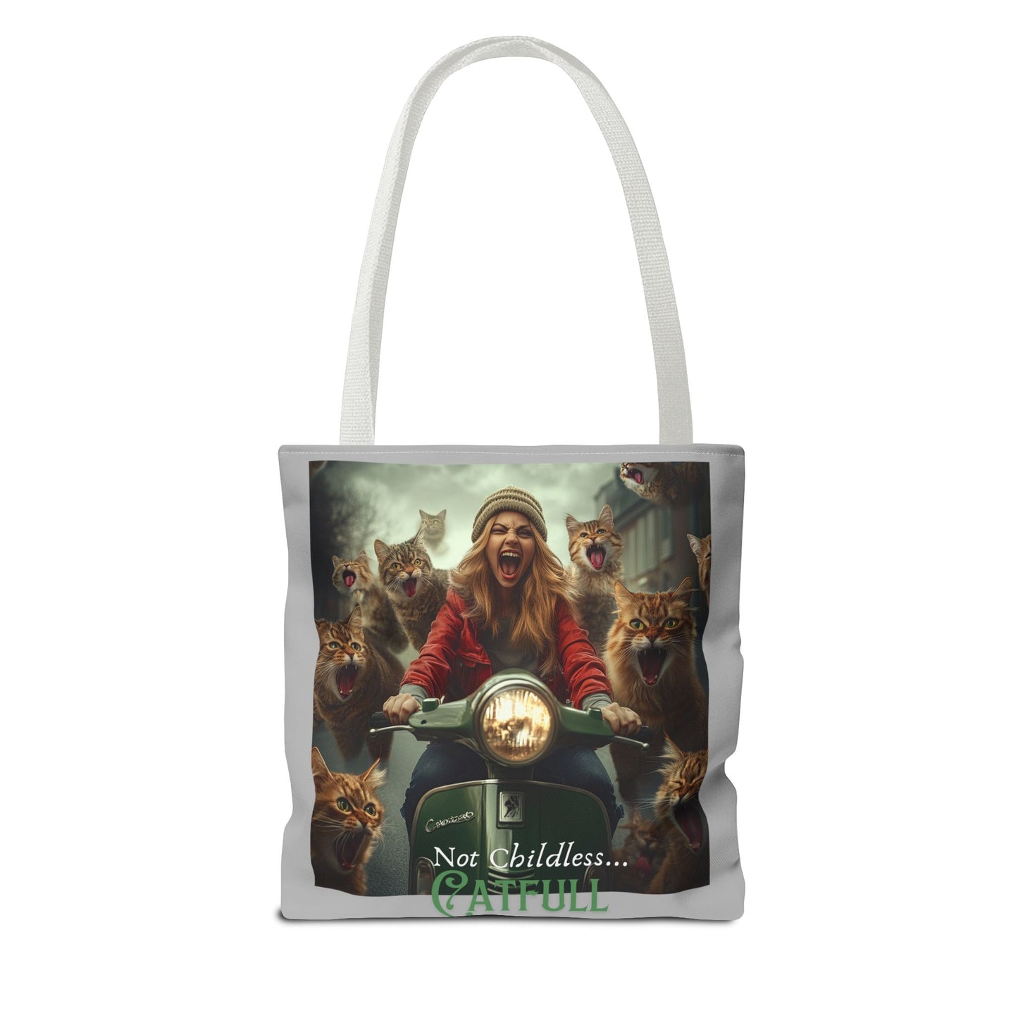 "Not Childless... Catfull" Cat Lady Tote Bag Childless Cat Lady Tote Bag (AOP)