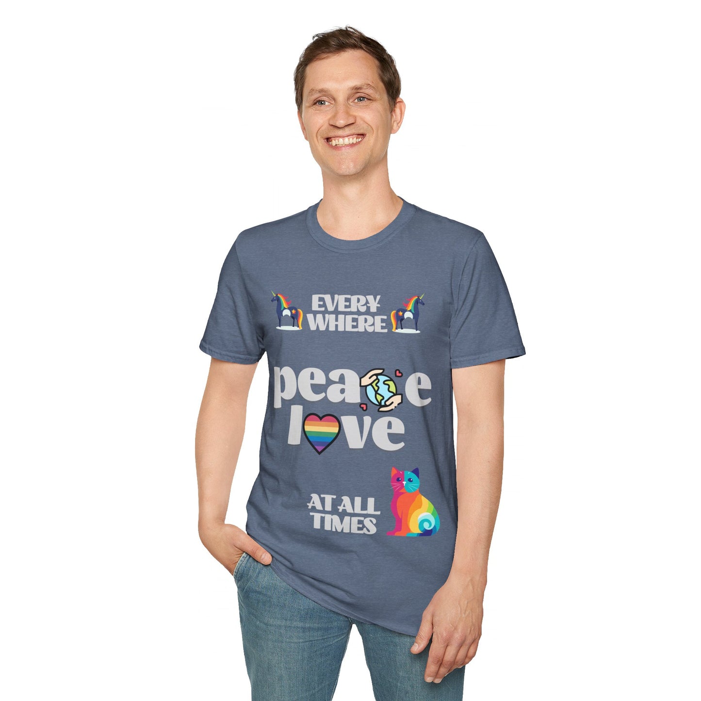 Peace, Love, Everywhere, All The Time Unisex LGBTQ shirt, T-shirt, Tee Shirt, Peace gift, Queer Gift, multiple colors