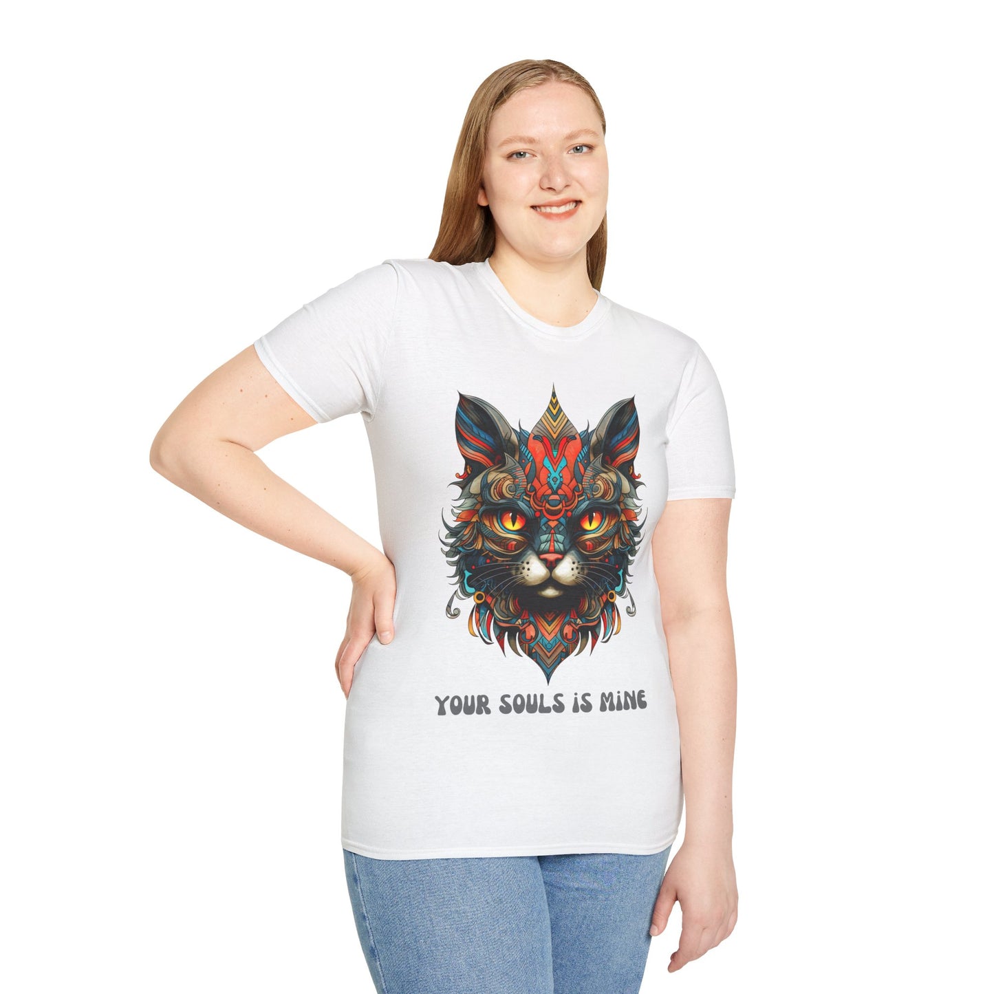 Your Soul is Mine Cat Lover's Unisex Tee Shirt, T-Shirt Cat Lovers Gift Softstyle T-Shirt Tee Teeshirt Stylized Exotic Cat
