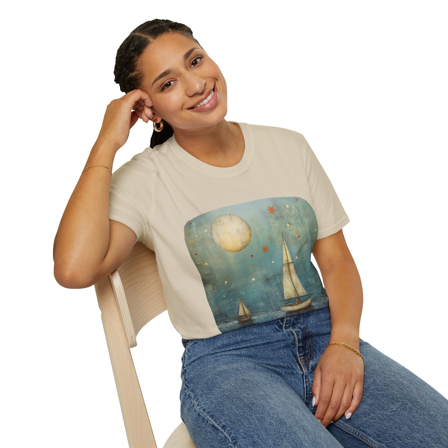 Nautical, Sailing Lover's Peaceful Seas Unisex Tee Shirt, T-Shirt Sailing Gift Softstyle T-Shirt Tee Teeshirt Nautical Florida Gift