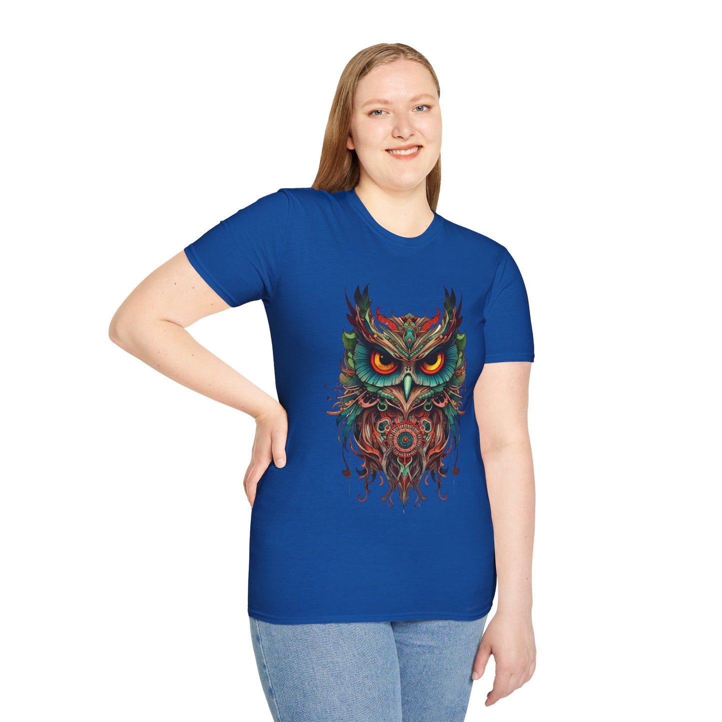 Jeweled Tone Owl, Owl Shirt, Barn Steampunk Owl Unisex Tee Shirt, T-Shirt Softstyle T-Shirt Tee Teeshirt