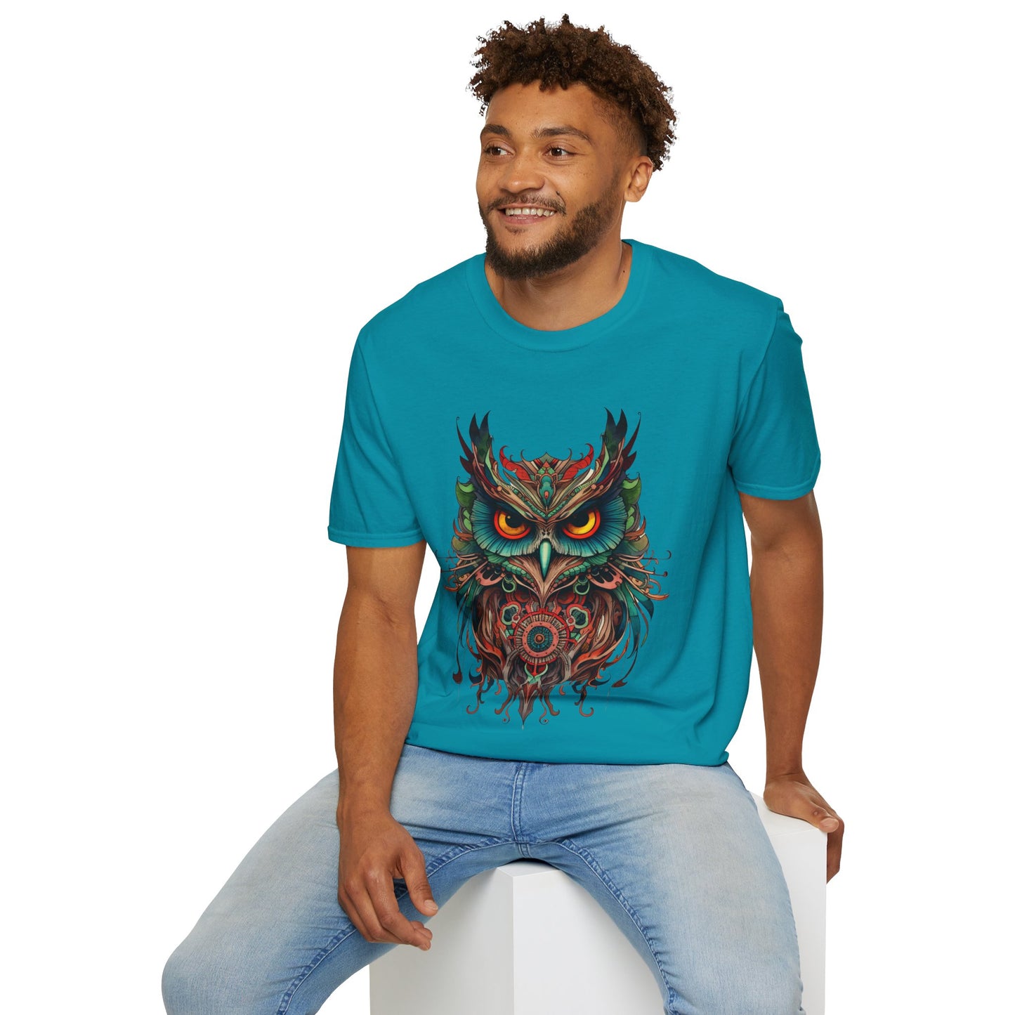 Jeweled Tone Owl, Owl Shirt, Barn Steampunk Owl Unisex Tee Shirt, T-Shirt Softstyle T-Shirt Tee Teeshirt