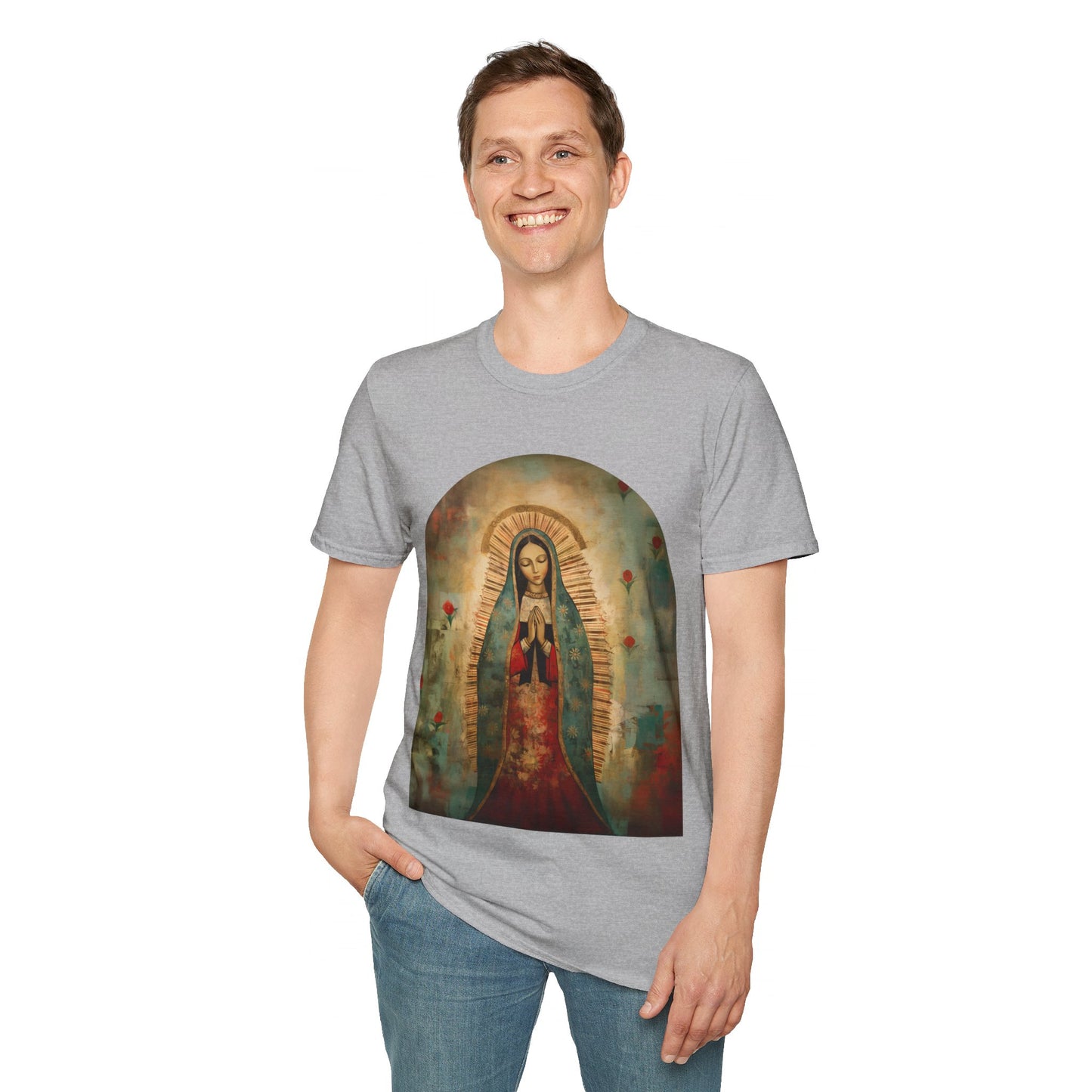 Our Lady Guadalupe Version 2 Mens Woman's Unisex Shirt Softstyle T-Shirt Teeshirt