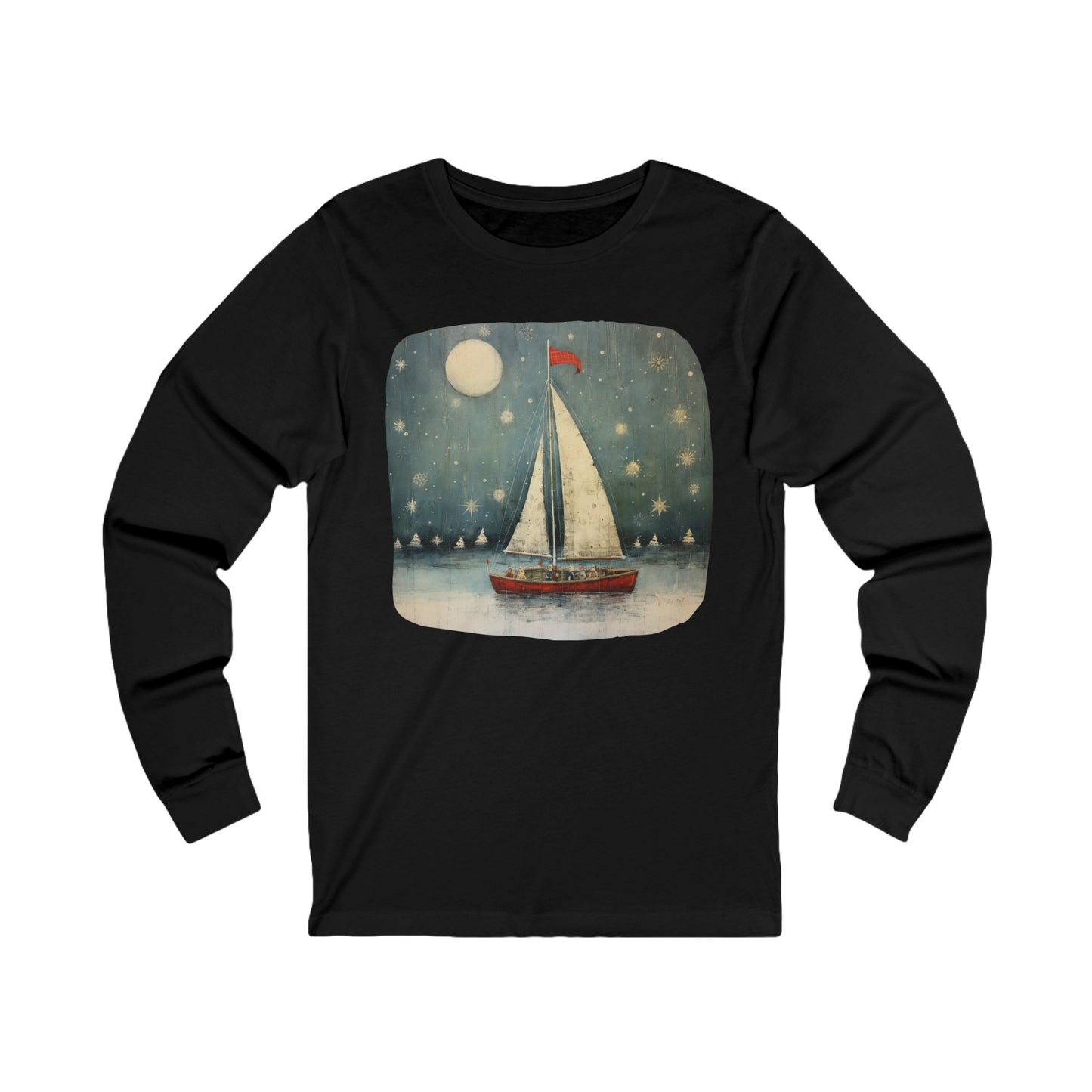 Nautical Sailing NIght Sailing Long Sleeve Shirt Sailor Gift Unisex Jersey Long Sleeve Tee Shirt, T-Shirt, Boat, Florida Holiday