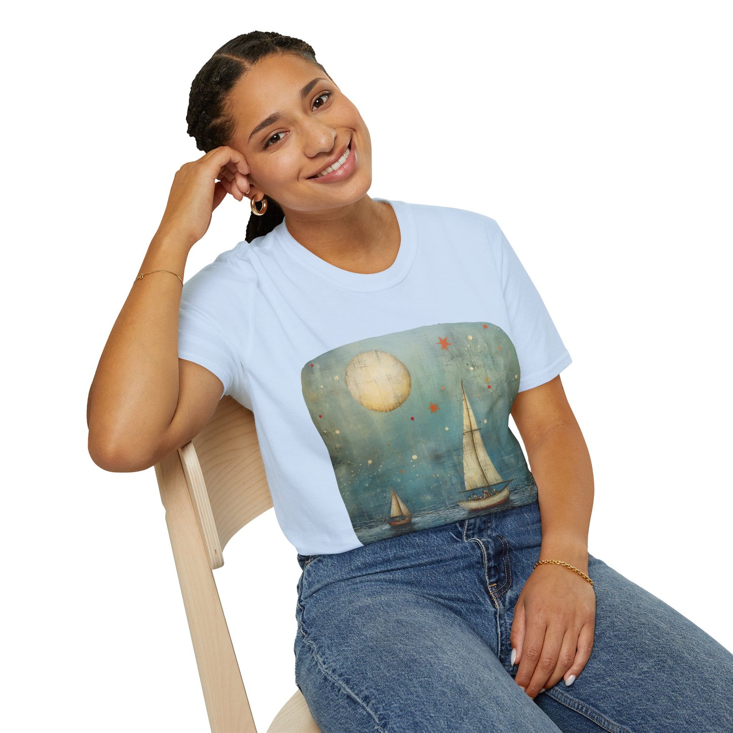 Nautical, Sailing Lover's Peaceful Seas Unisex Tee Shirt, T-Shirt Sailing Gift Softstyle T-Shirt Tee Teeshirt Nautical Florida Gift
