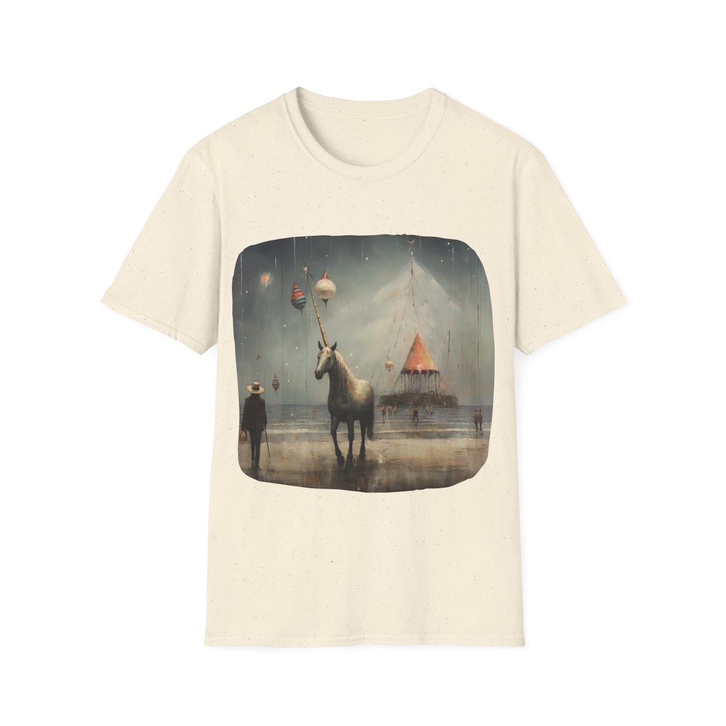 Unicorn with Holiday Ornament, Unicorn Christmas Gift Unisex Tee Shirt, T-Shirt Softstyle T-Shirt
