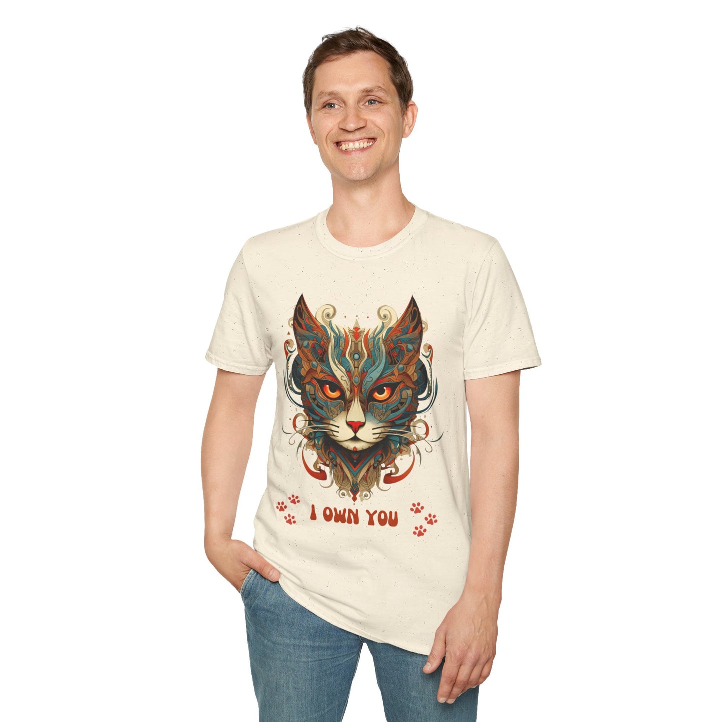 I Own You Cat Paws, Cat Lover's Gift Unisex Tee Shirt, T-Shirt Cat Lovers Gift Softstyle T-Shirt Tee Teeshirt Stylized Exotic Cat
