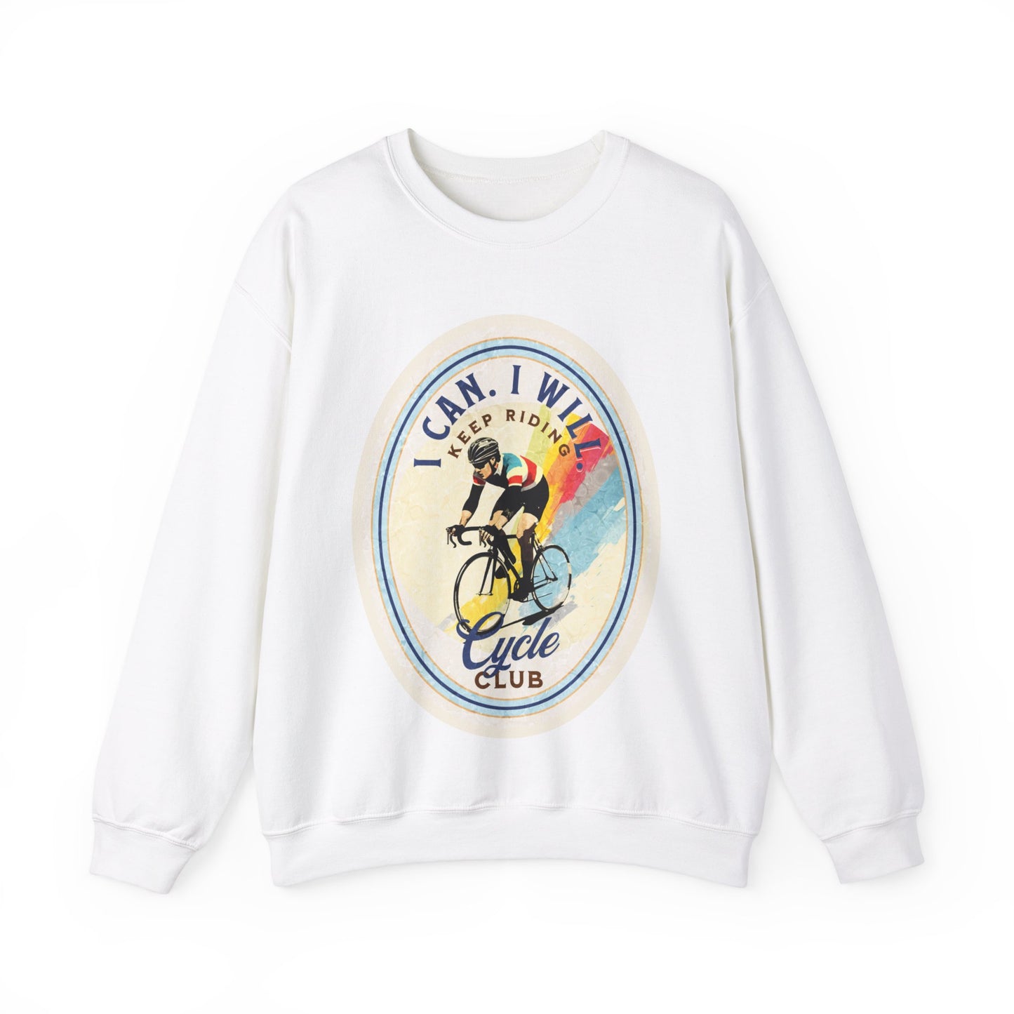 Cycle Club. I Can I Will Bicycle Gift Cycling Lovers Gift - Inspirational Unisex Long Sleeve Jersey Cotton Shirt Mens Women's Sweatshirt Sweat Shirt