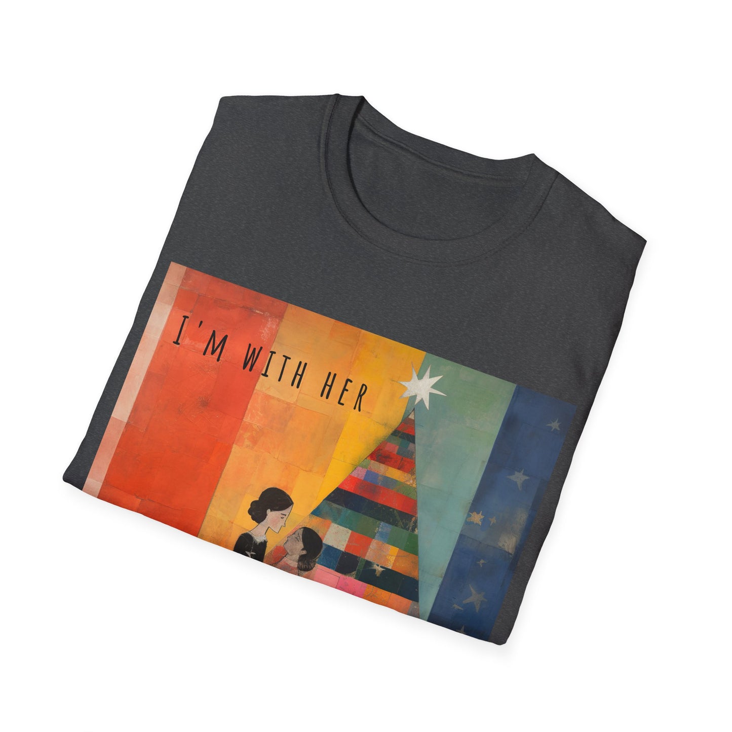 Pride Xmas - "I'm With Her" - Lesbian LGBTQ Christmas Pride Shirt Unisex Softstyle Teeshirt, T-Shirt, Gay Pride Gift, Many Colors