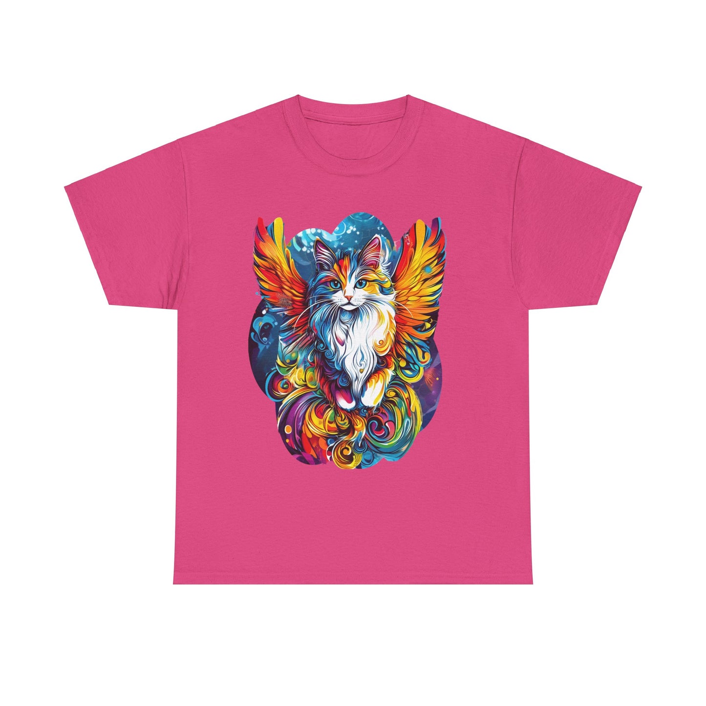 Tattoo Style Cat Angel, Cat Memorial - Cat with Angel Wings Graphic Tee- Cat Gift Unisex Heavy Cotton Tee T-Shirt