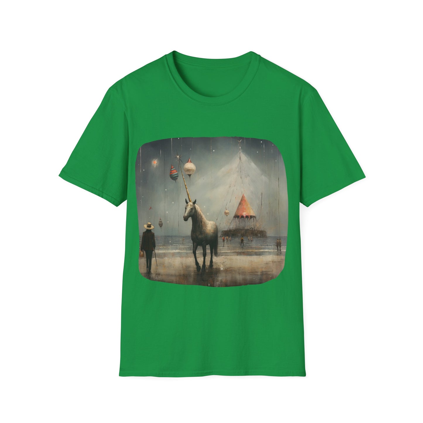 Unicorn with Holiday Ornament, Unicorn Christmas Gift Unisex Tee Shirt, T-Shirt Softstyle T-Shirt