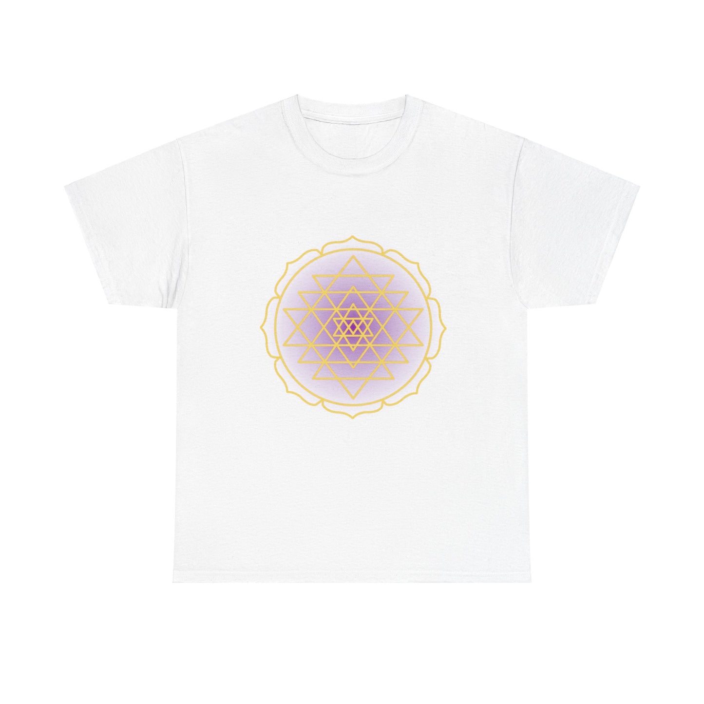 Sri Yantra, Purple Glow, Shree Yantra, Shri Chakra Nava Chakra Shirt - Graphic Tee - Yoga, Zen, Hindu Gifts Unisex Heavy Cotton Graphic Tee T-Shirt