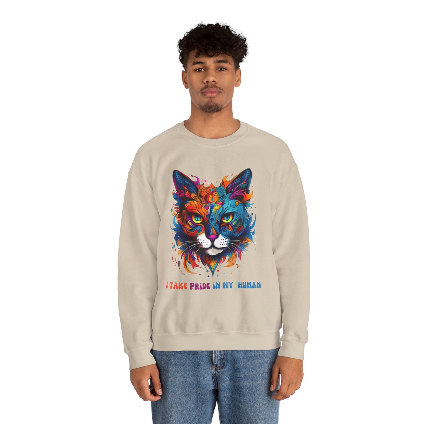 "I Take Pride in My Human" Pride Cat Sweatshirt, Cat Lovers Gift, Kitty Cat LGBTQ+ Shirt Unisex Sweatshirt Sweat Shirt, Many Colors