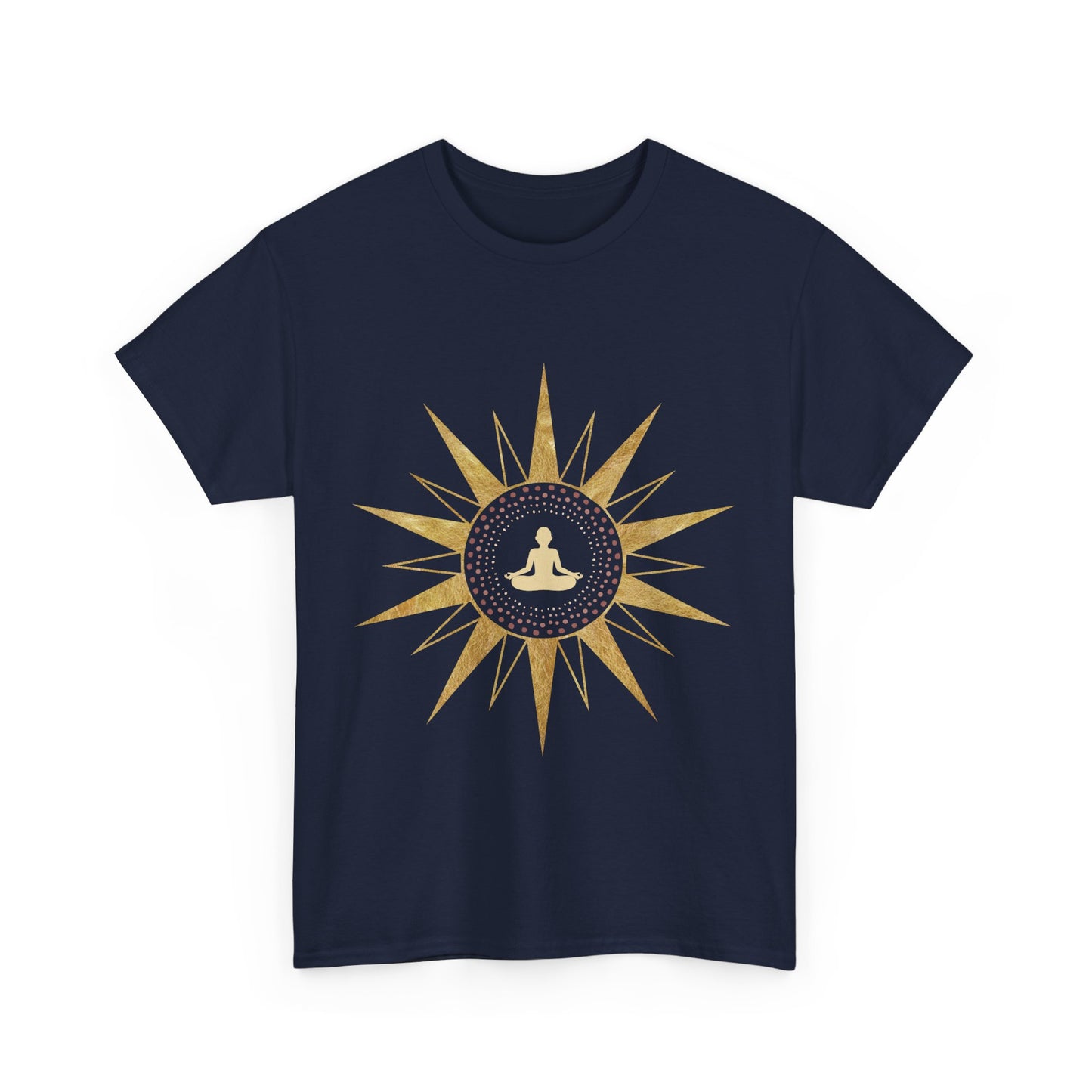 Buda in Sacred Geometry Golden Star Shirt - Graphic Tee - Yoga, Zen, Hindu Gifts Unisex Heavy Cotton Graphic Tee T-Shirt