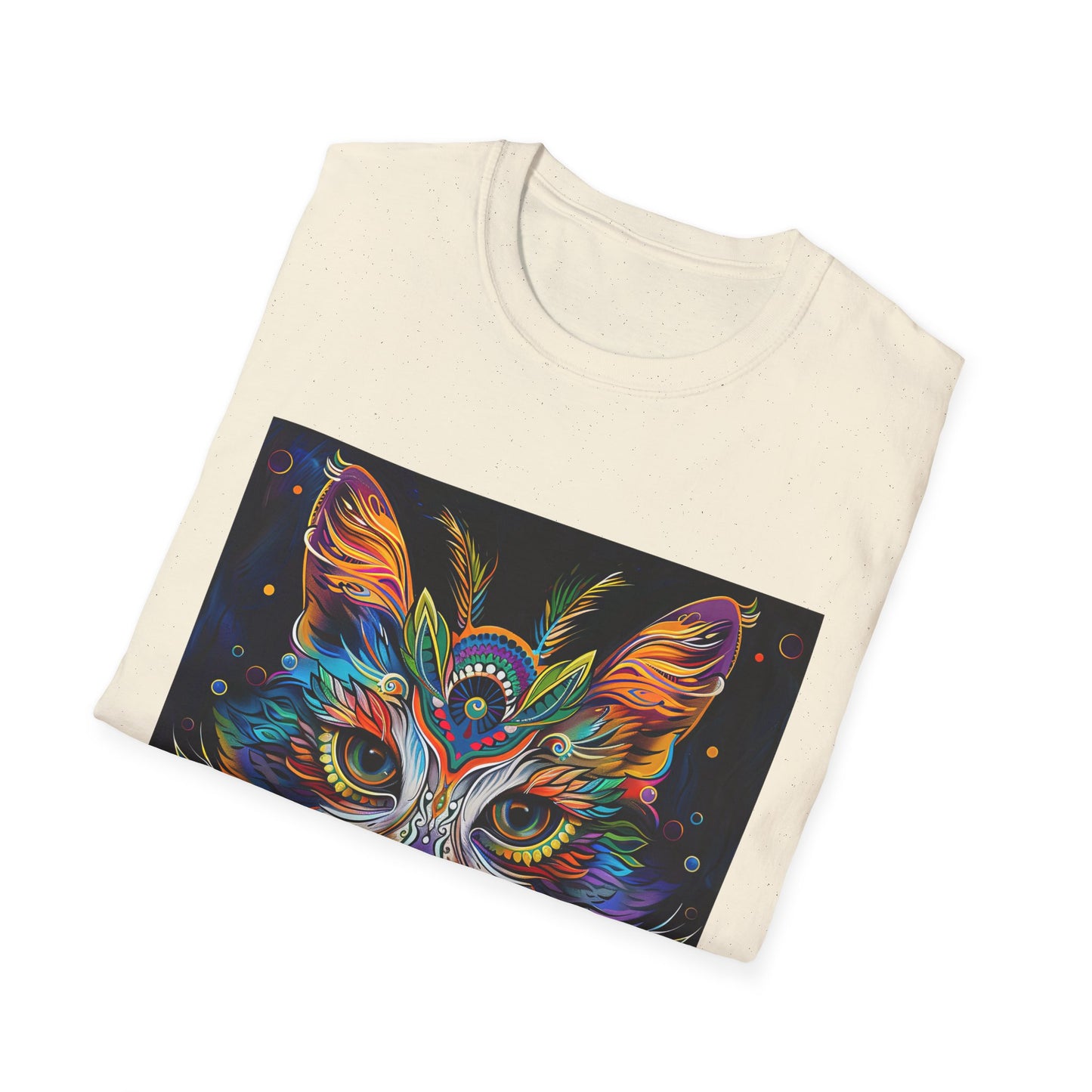 "Embrace the Spirit Within" Cat Shaman Graphic Cat Tee, Cat Lover's Graphic Tee Graphic Unisex T- Shirt, T-Shirt Cat Lovers Gift Softstyle T-Shirt Tee Teeshirt Stylized Cat
