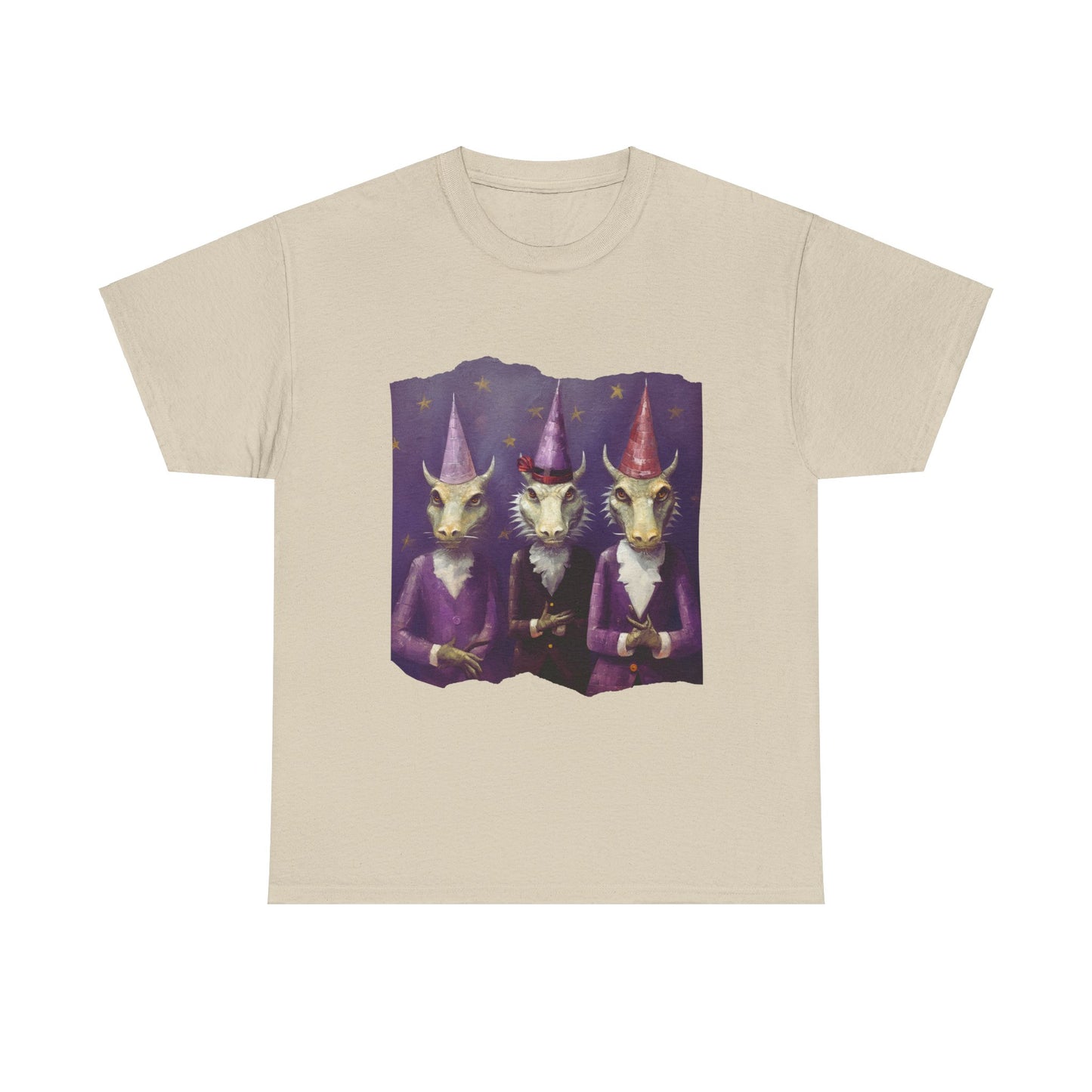 Dragon Elves Graphic Tee - Dragon in Santa Hat T-shirt - Dragon Lovers Unisex Heavy Cotton Tee T-Shirt