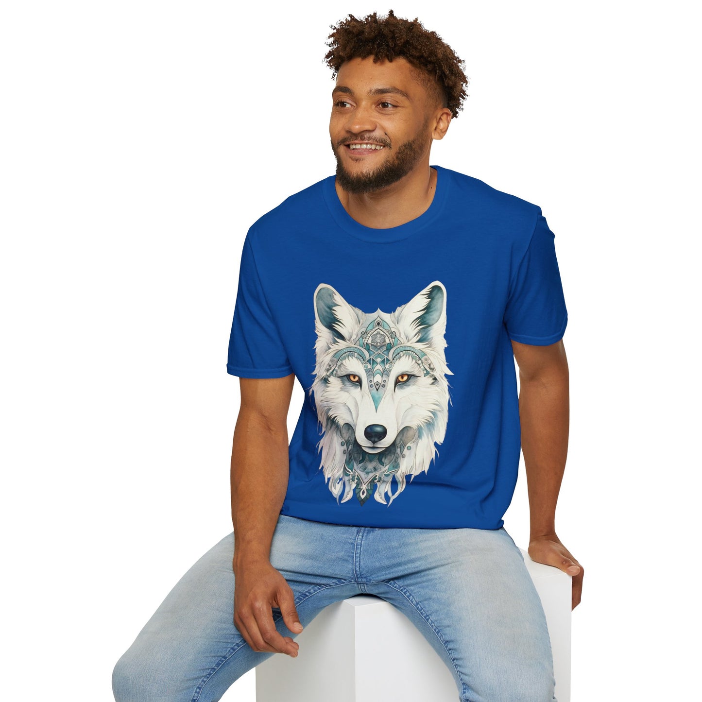 Snow Wolf, White Wolf Shirt, Lone Wolf Gift Unisex Tee Shirt, T-Shirt Wolf Totem Spirit Medicine Softstyle T-Shirt Tee Teeshirt