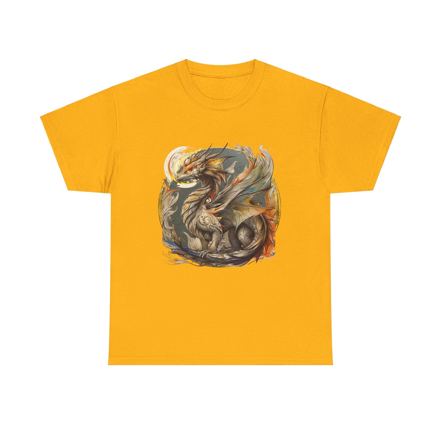 Flying Dragon Graphic Tee - Dragons and Ancestors - Dragon Lovers Unisex Heavy Cotton Tee T-Shirt