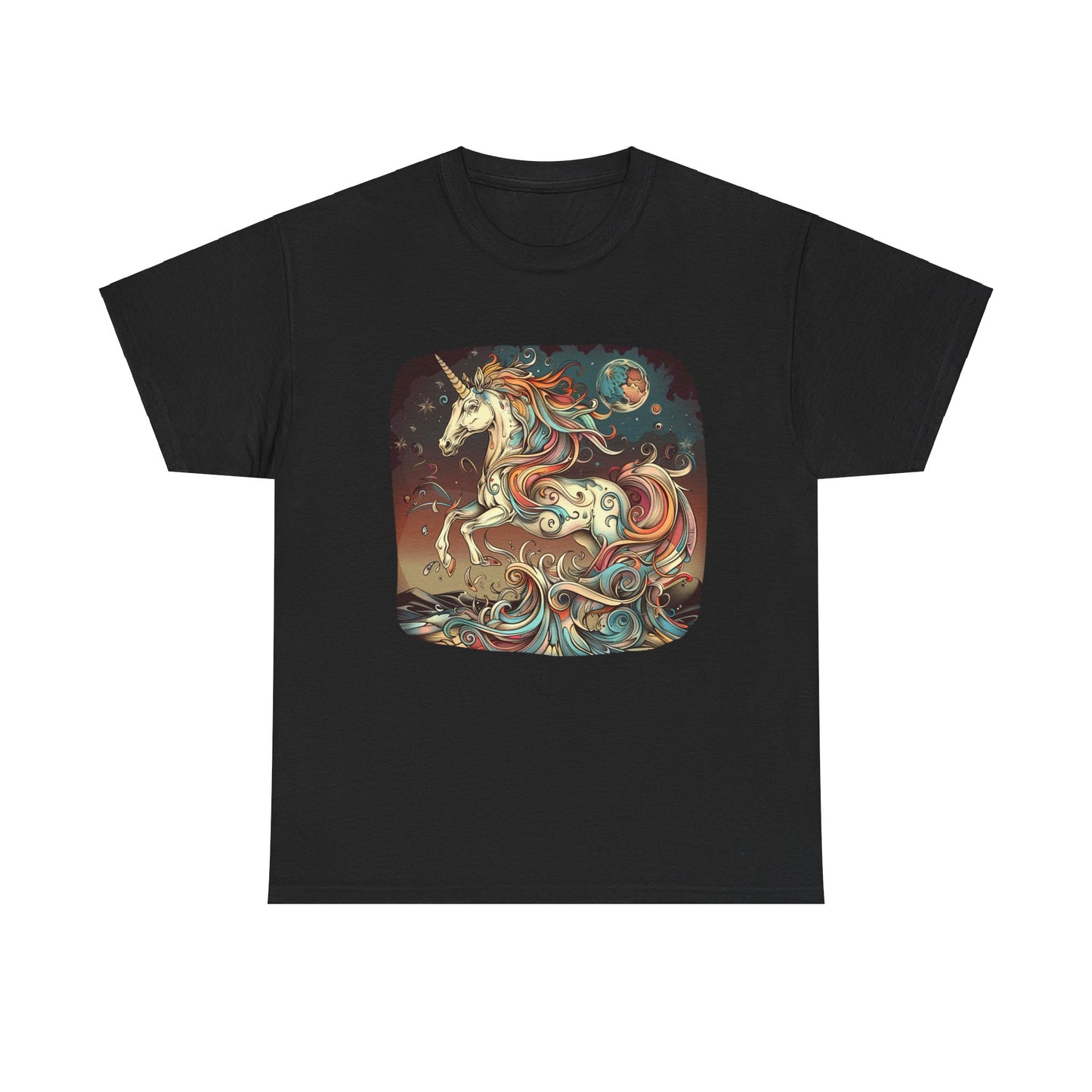 Beach Vibes Unicorn - Unicorn Lovers Graphic Tee Unisex Heavy Cotton Tee T-Shirt