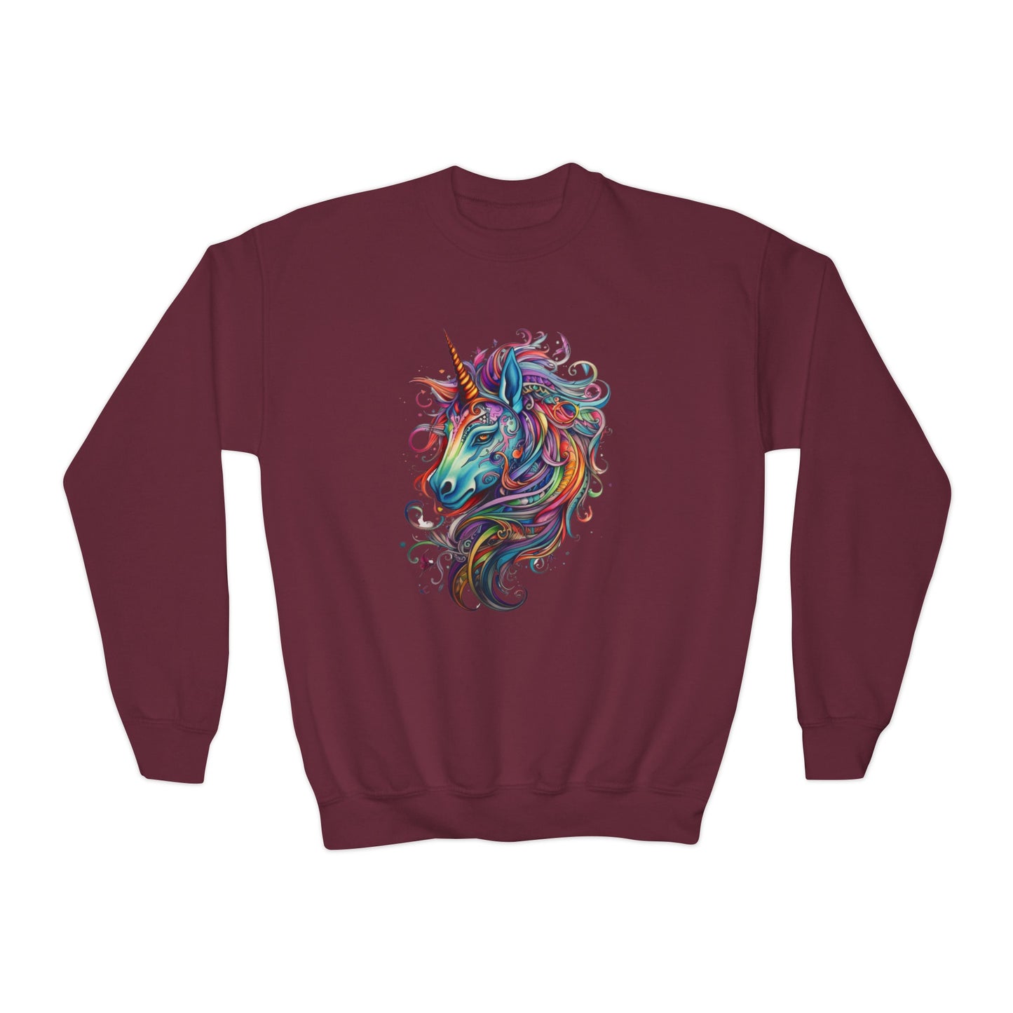 Rainbow Colors Unicorn Gifts, Unicorn Lovers, Kids, Girls, Boys Youth Crewneck Sweatshirt Magic Birthday