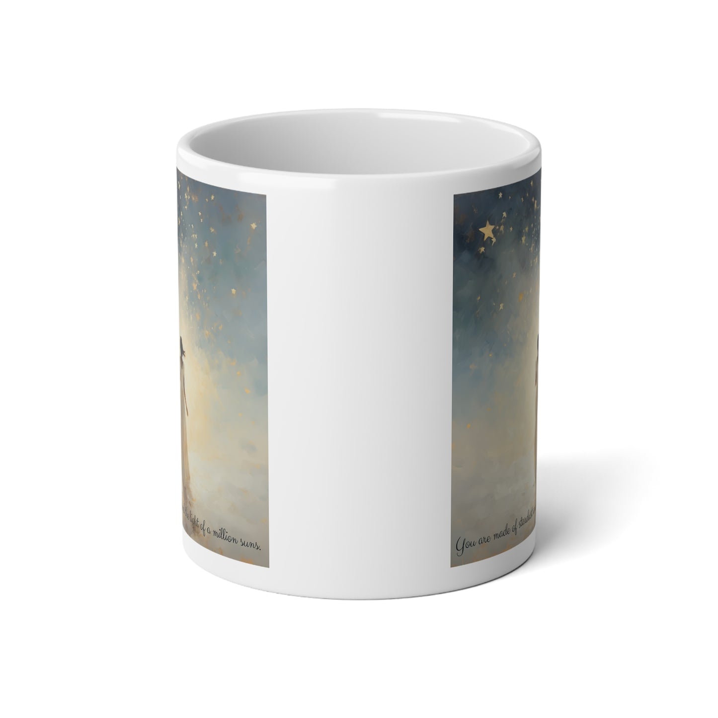 Stardust Spiritual Yoga Consciousness Gift Mug, Jumbo 20 oz Mug XL Size Mug Meditation Meditator Gift
