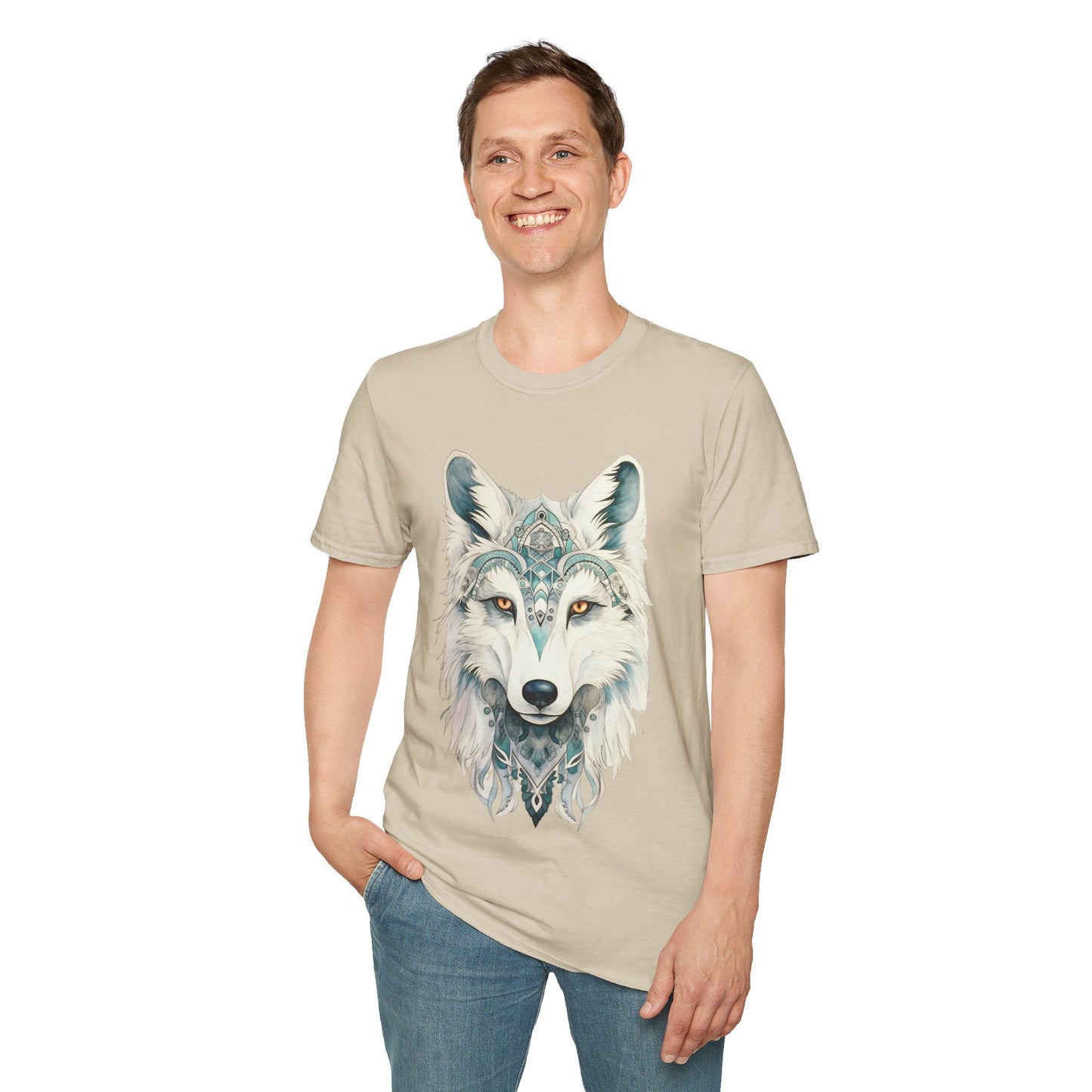 Snow Wolf, White Wolf Shirt, Lone Wolf Gift Unisex Tee Shirt, T-Shirt Wolf Totem Spirit Medicine Softstyle T-Shirt Tee Teeshirt