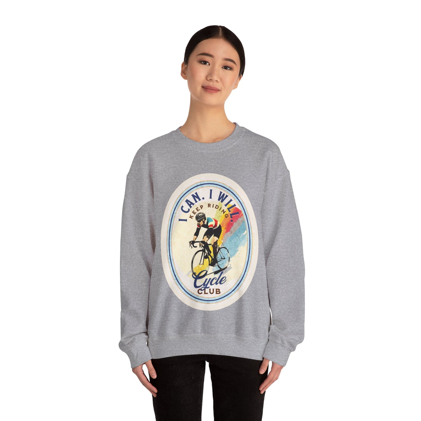 Cycle Club. I Can I Will Bicycle Gift Cycling Lovers Gift - Inspirational Unisex Long Sleeve Jersey Cotton Shirt Mens Women's Sweatshirt Sweat Shirt