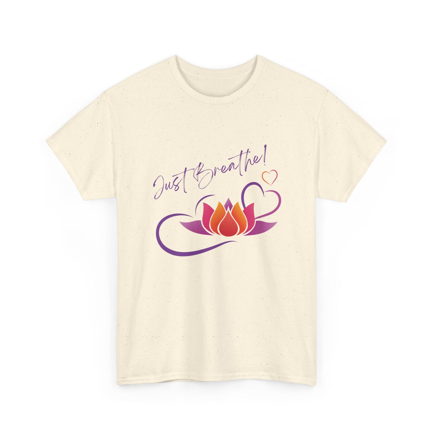 Just Breathe! Lotus Flower Hearts Tee shirt, Graphic Tees, Yoga Wear, Zen, Spiritual, Meditation Gifts Unisex Heavy Cotton Graphic Tee T-Shirt