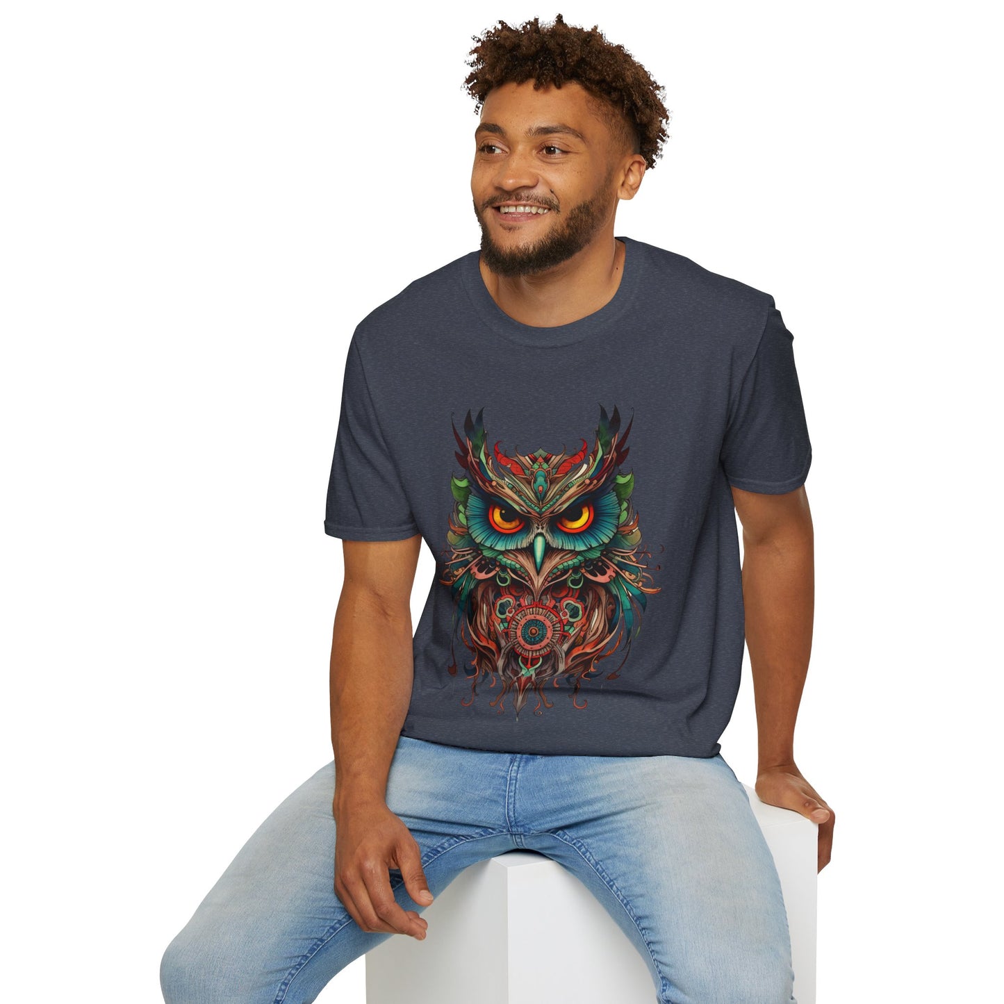 Jeweled Tone Owl, Owl Shirt, Barn Steampunk Owl Unisex Tee Shirt, T-Shirt Softstyle T-Shirt Tee Teeshirt