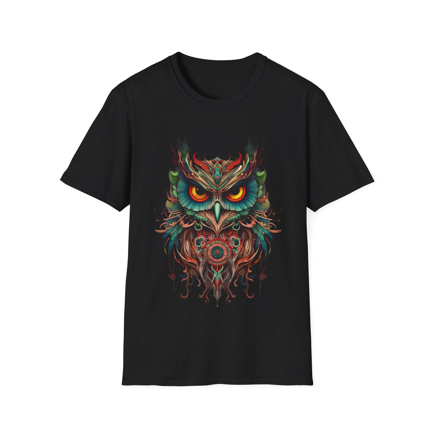 Jeweled Tone Owl, Owl Shirt, Barn Steampunk Owl Unisex Tee Shirt, T-Shirt Softstyle T-Shirt Tee Teeshirt