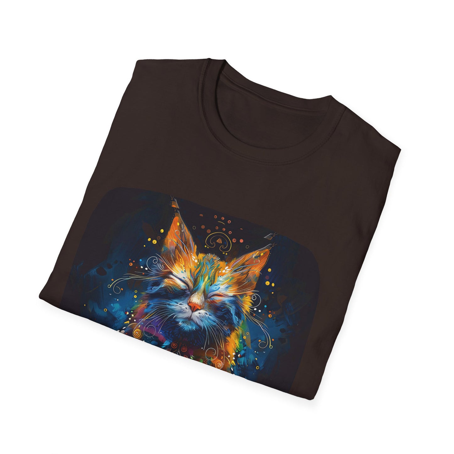 Mani Padme Meow (Version 2) - Meditating Cat Shirt, Cat Lover's Graphic Tee Graphic Unisex T- Shirt, T-Shirt Cat Lovers Gift Softstyle T-Shirt Tee Teeshirt Stylized Cat