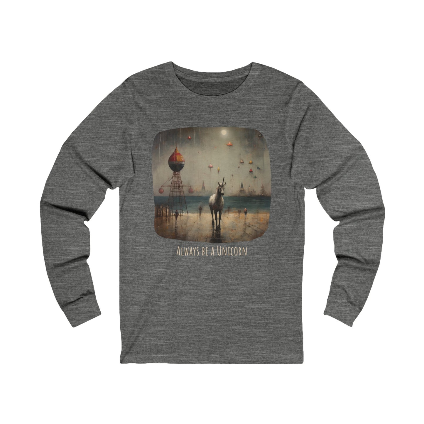 'Always Be a Unicorn,' Unicorn Long Sleeve Shirt Unicorn on a Pier Gift Unisex Jersey Long Sleeve Tee Shirt, T-Shirt