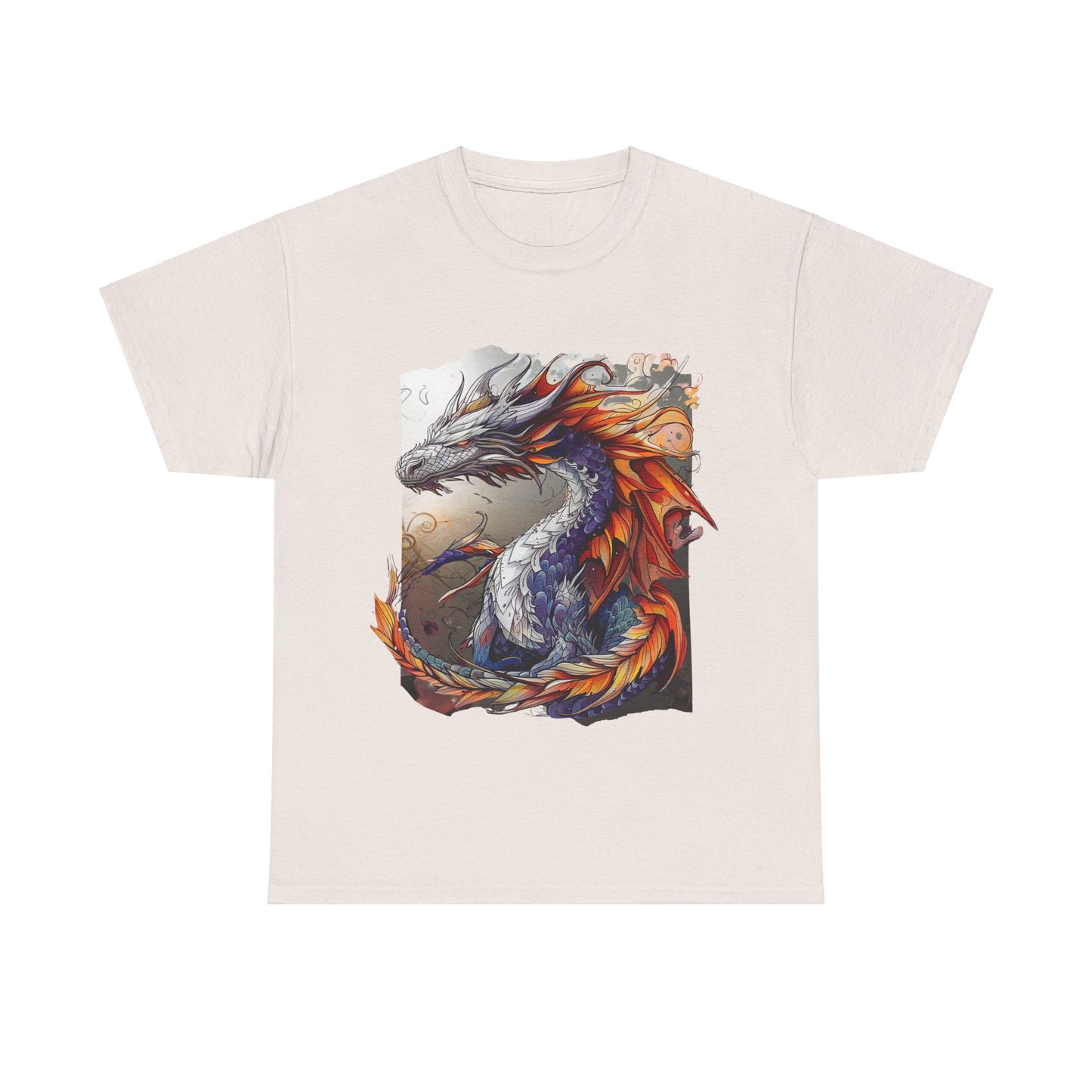 Purple Ancestor Dragon Graphic Tee - Dragon T-shirt - Dragon Lovers Unisex Heavy Cotton Tee T-Shirt
