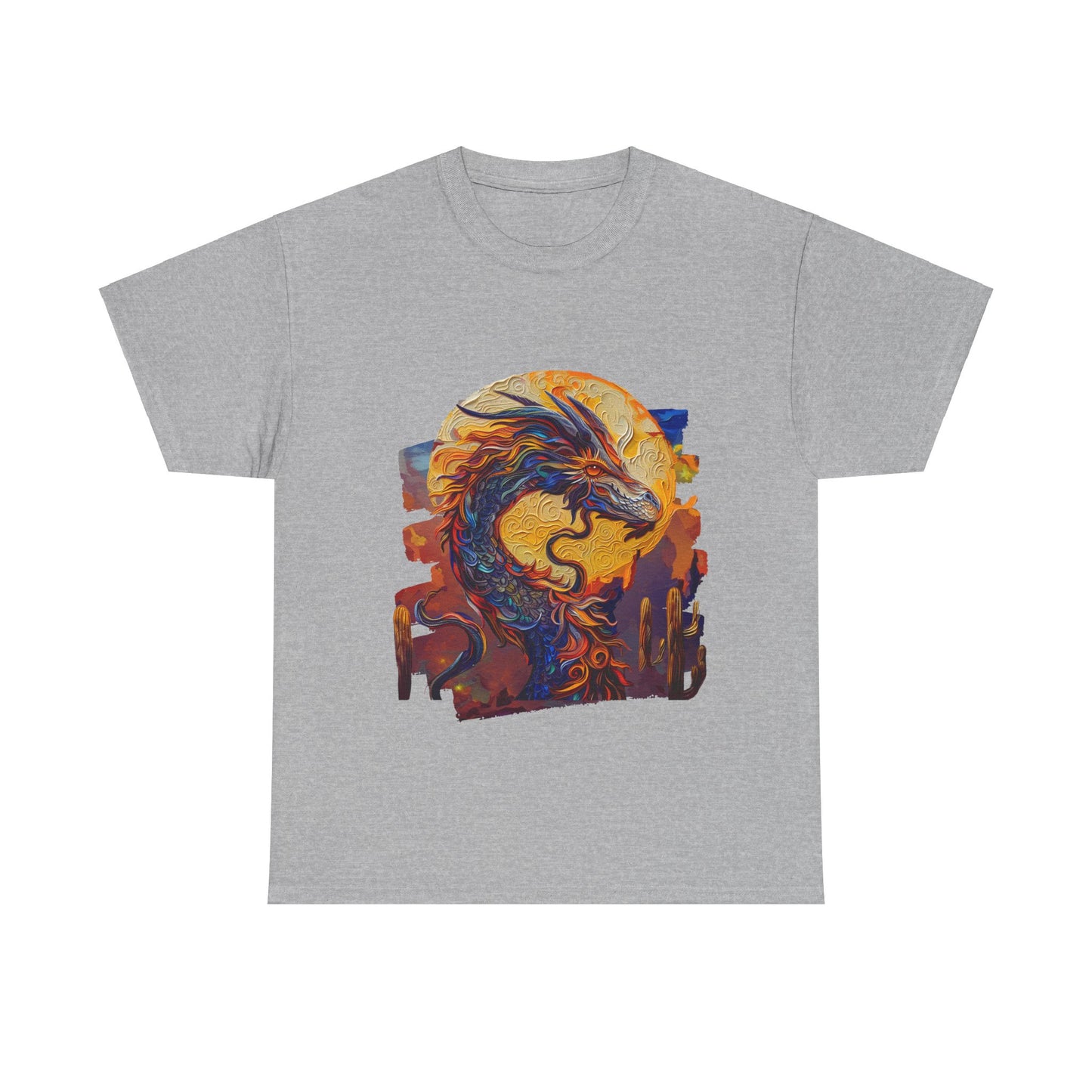 Desert Solar Dragon Graphic Tee - Dragon T-shirt - Dragon Lovers Unisex Heavy Cotton Tee T-Shirt