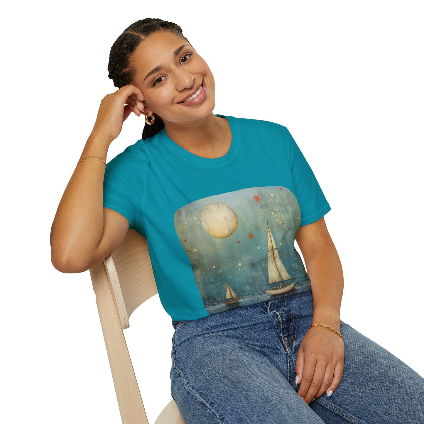 Nautical, Sailing Lover's Peaceful Seas Unisex Tee Shirt, T-Shirt Sailing Gift Softstyle T-Shirt Tee Teeshirt Nautical Florida Gift