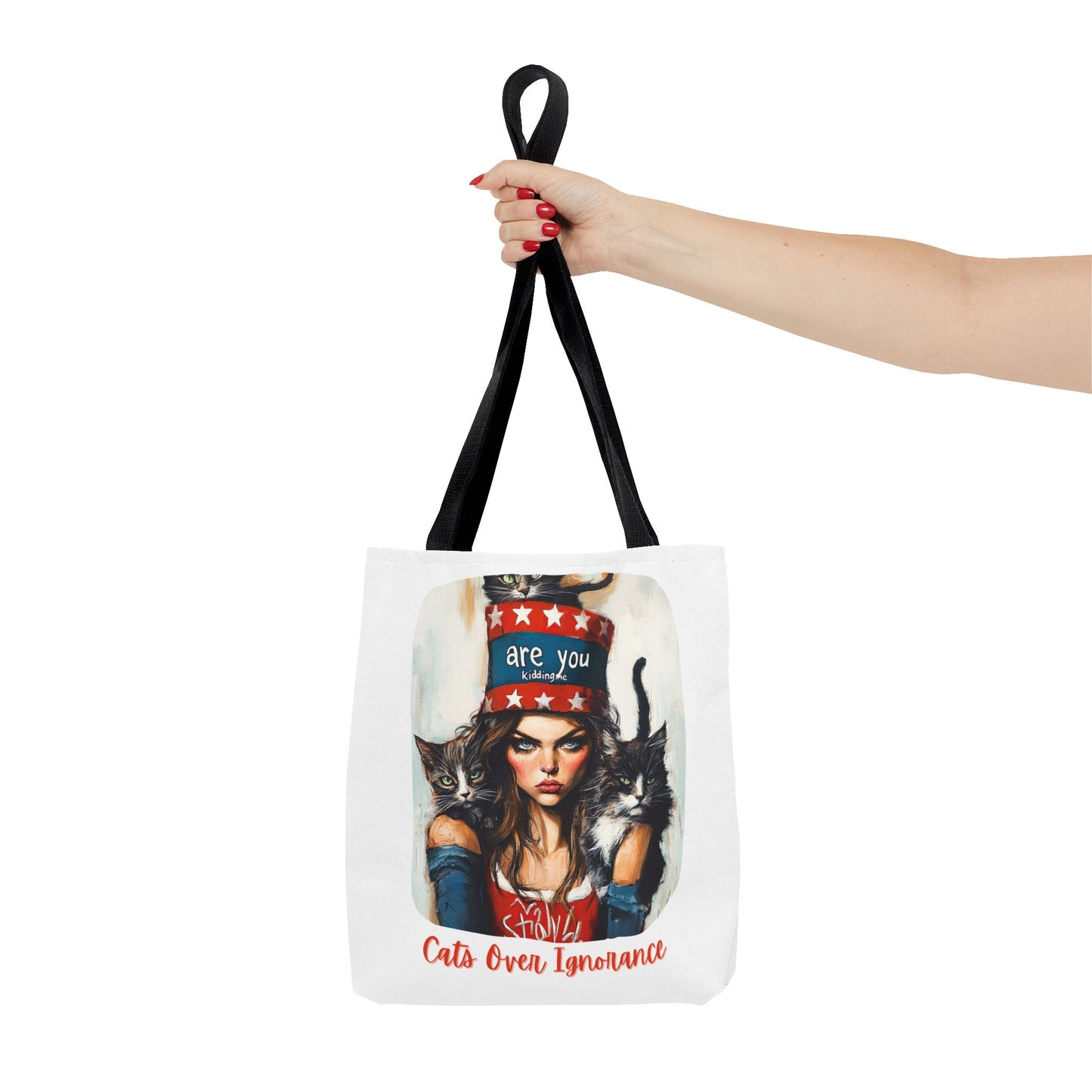 "Cats Over Ignorance" Childless Cat Lady Tote Bag (AOP)