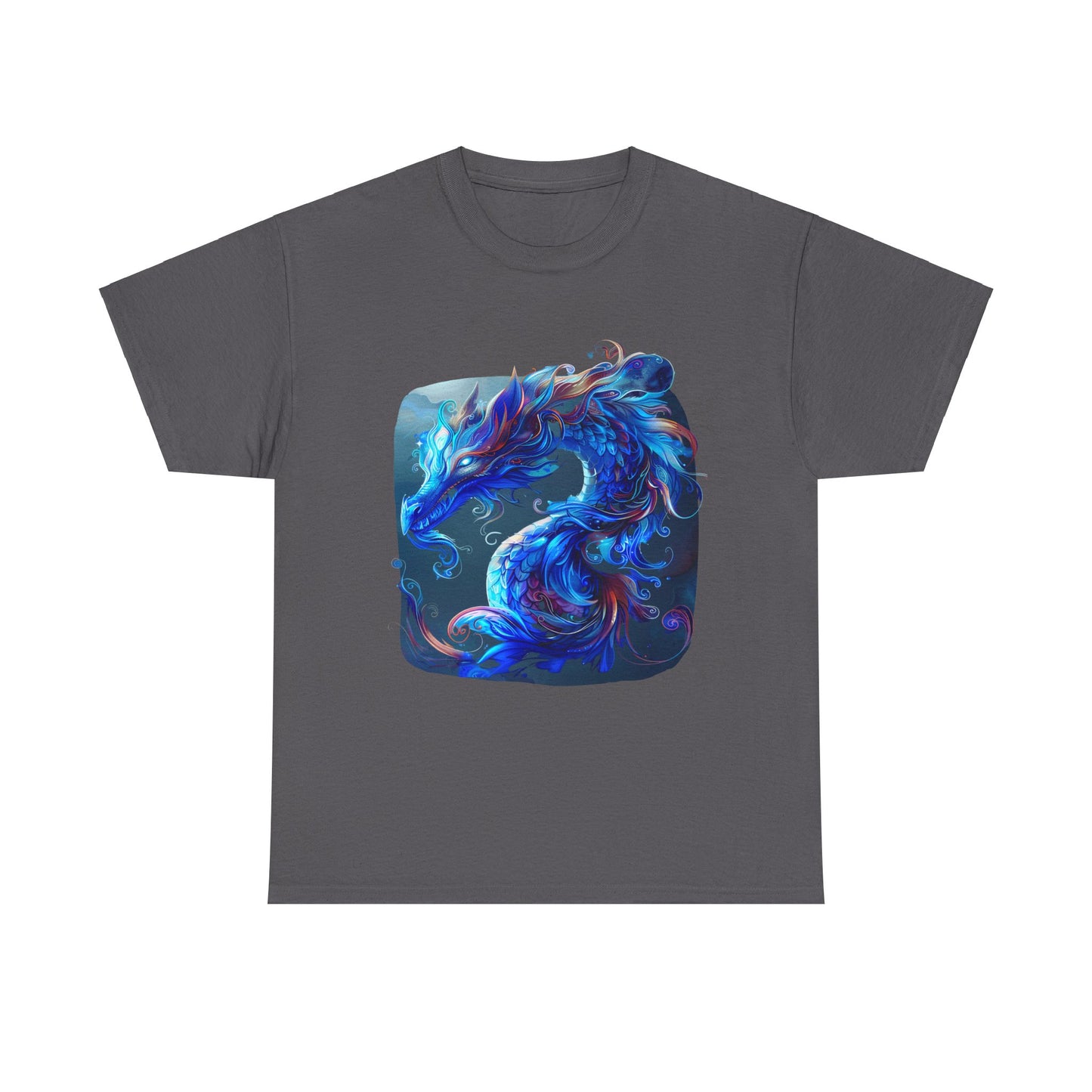 Blue Water Dragon Graphic Tee - Dragons T-shirt - Dragon Lovers Unisex Heavy Cotton Tee T-Shirt