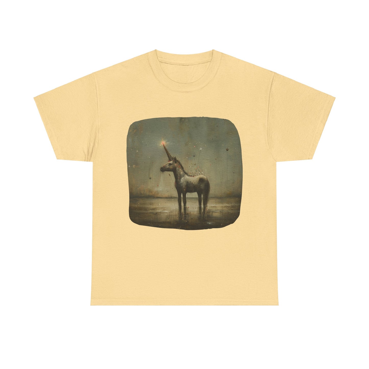 Dark Candlelit Unicorn Streetwear Unicorn Graphic T Tee - Unicorn Lovers Unisex Heavy Cotton Tee T-Shirt