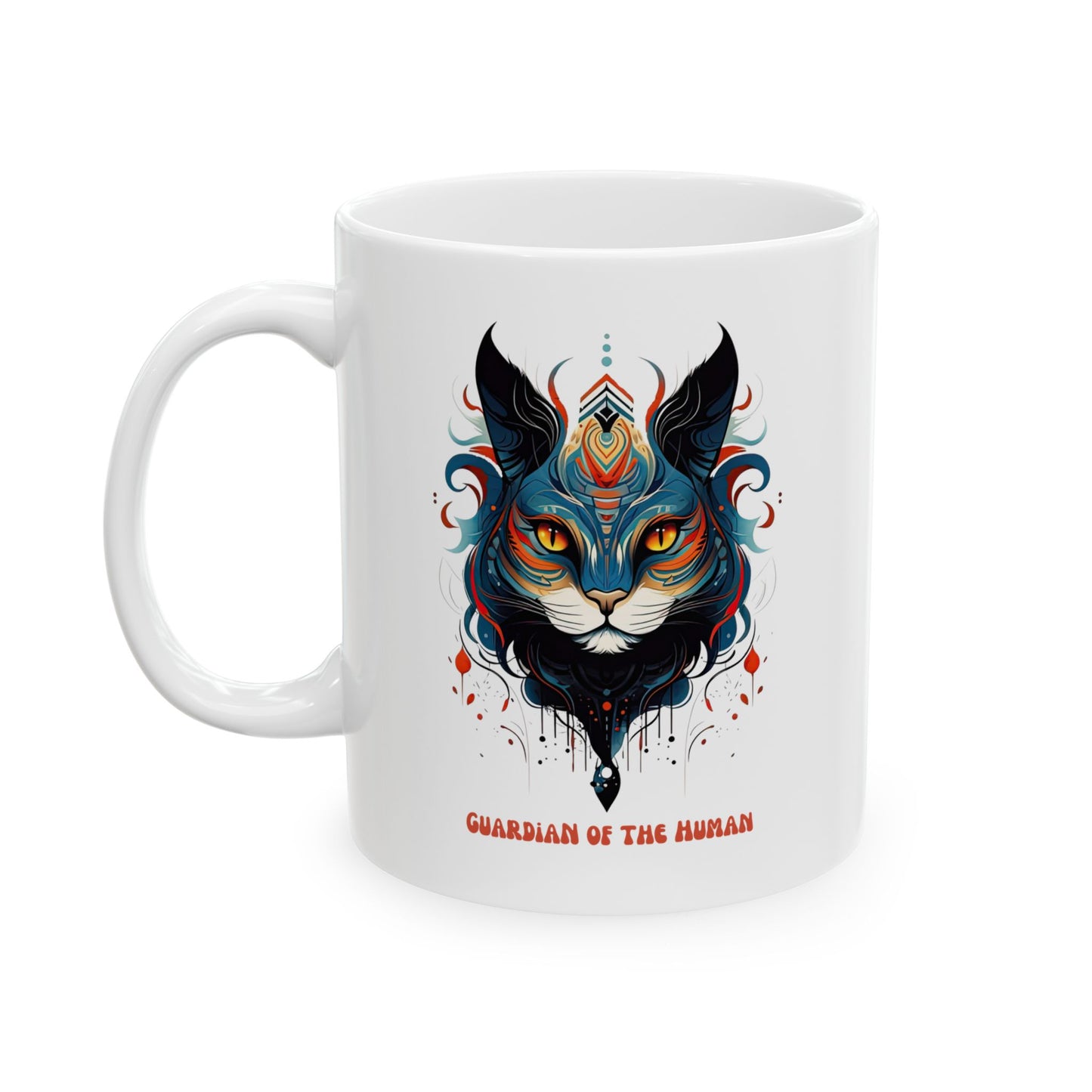 Guardian of the Human Cat Mug, Christmas Gift Mug, Cat Lover Cat Enthusiast Printed Ceramic Mug 11oz