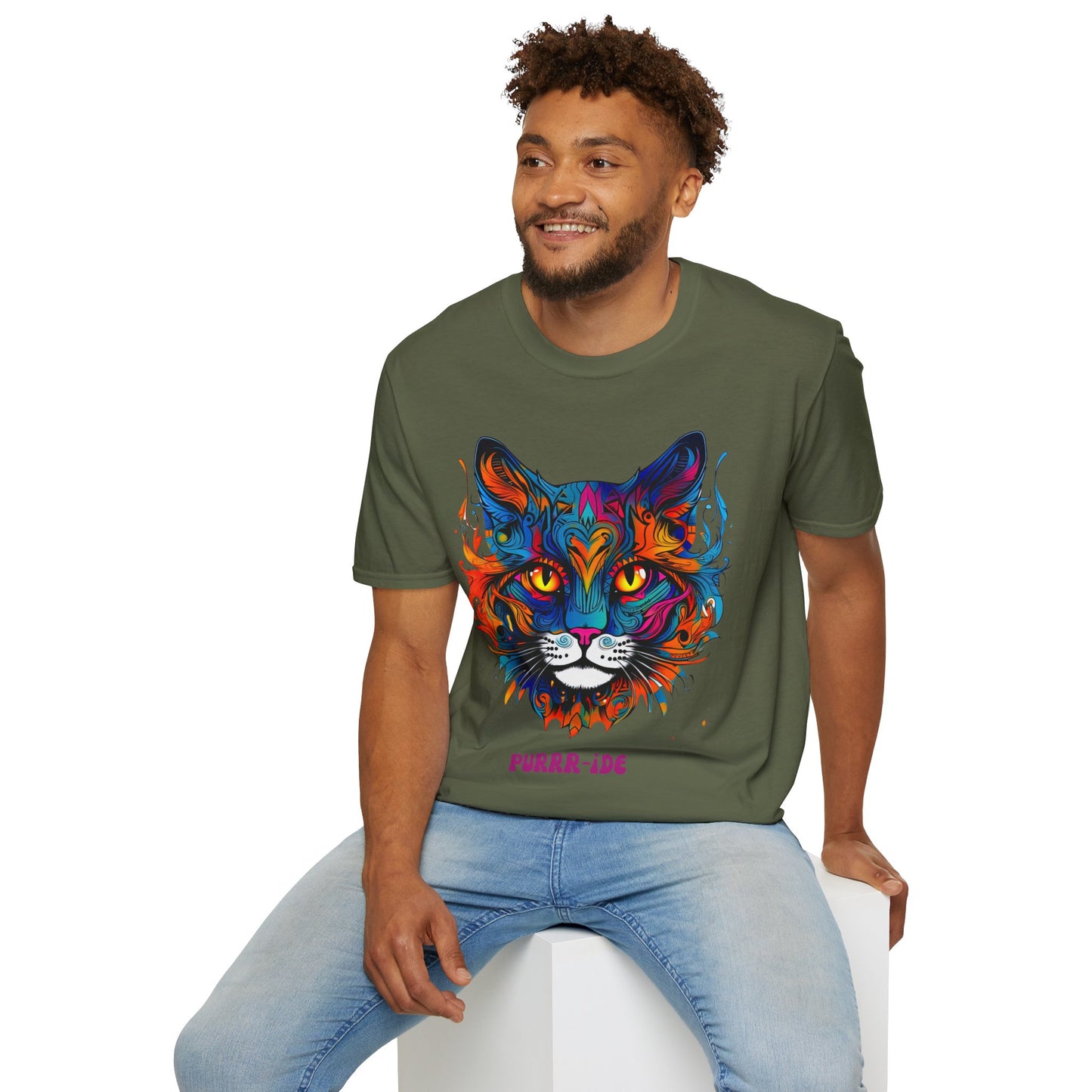 Pride - Purride Cat Shirt, Cat Lover's Christmas Gift Unisex Tee Shirt, T-Shirt Cat Lovers Gift Softstyle T-Shirt Tee Teeshirt LGBTQ+ Gift