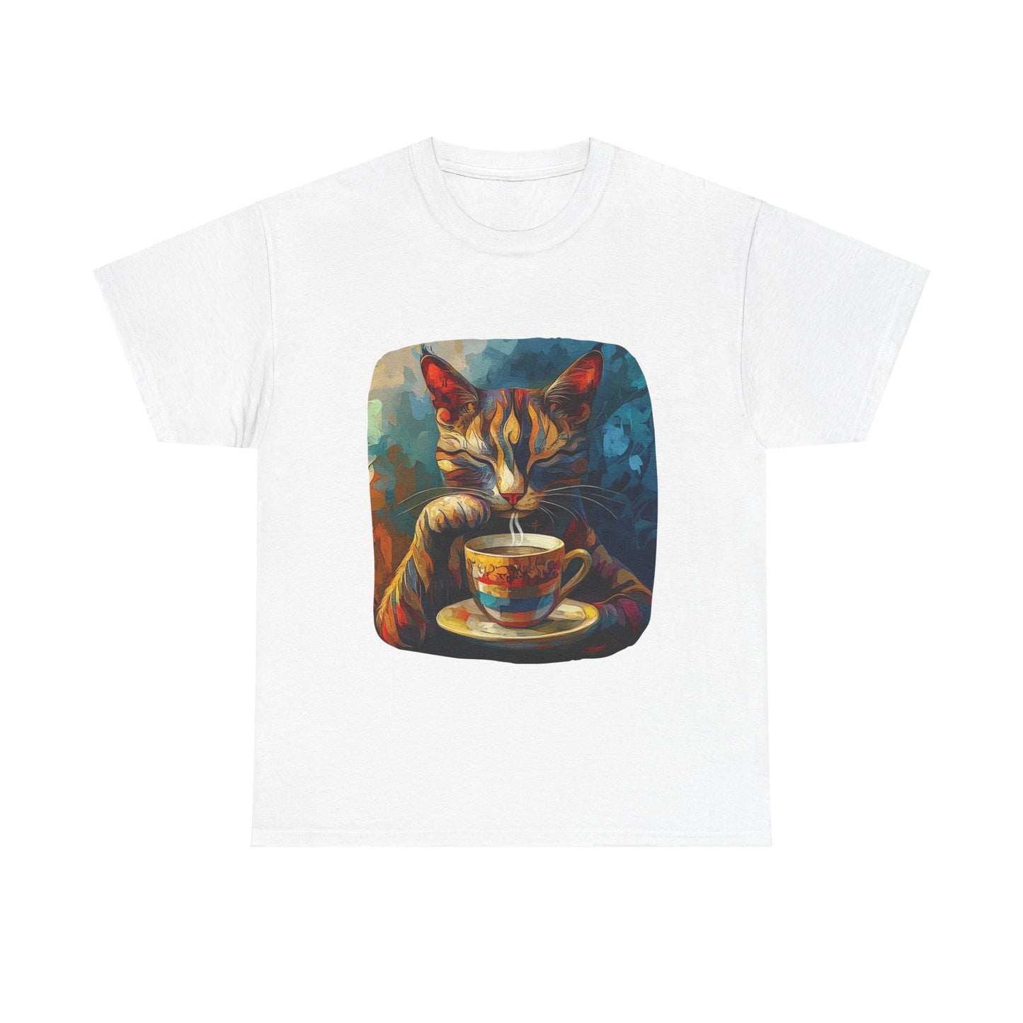 Coffee Cat - Cats and Coffee , Tea Shirt - T-shirt Coffee Lover - Cat Lover Unisex Heavy Cotton Tee T-Shirt